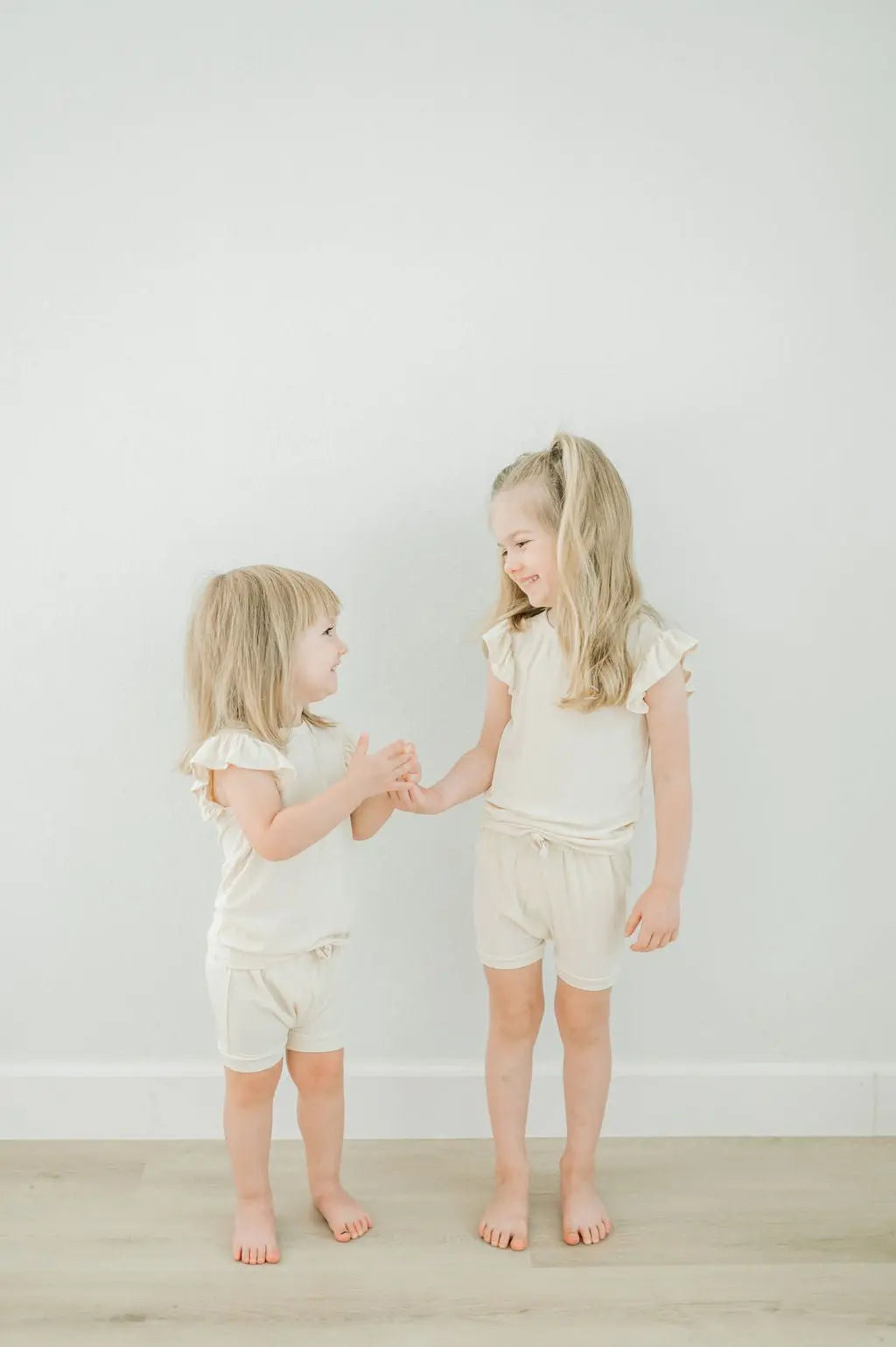 Ruffle Ribbed Short Set - Cream Harp Angel Boutique