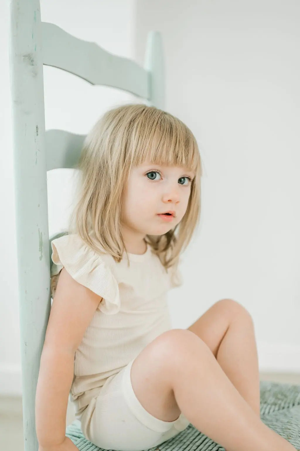 Ruffle Ribbed Short Set - Cream Harp Angel Boutique