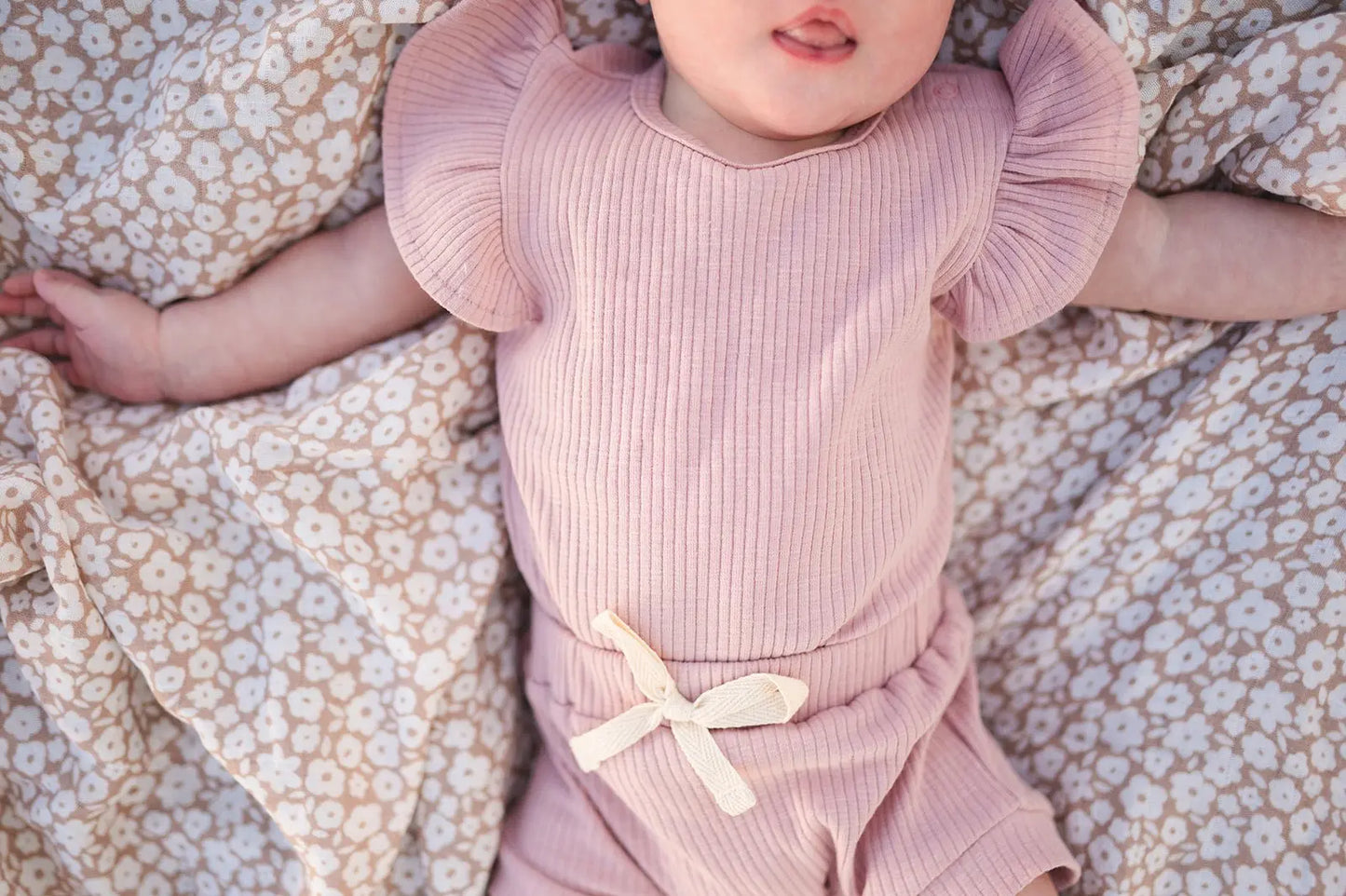 Ruffle Ribbed Short Set - Dusty Rose Harp Angel Boutique