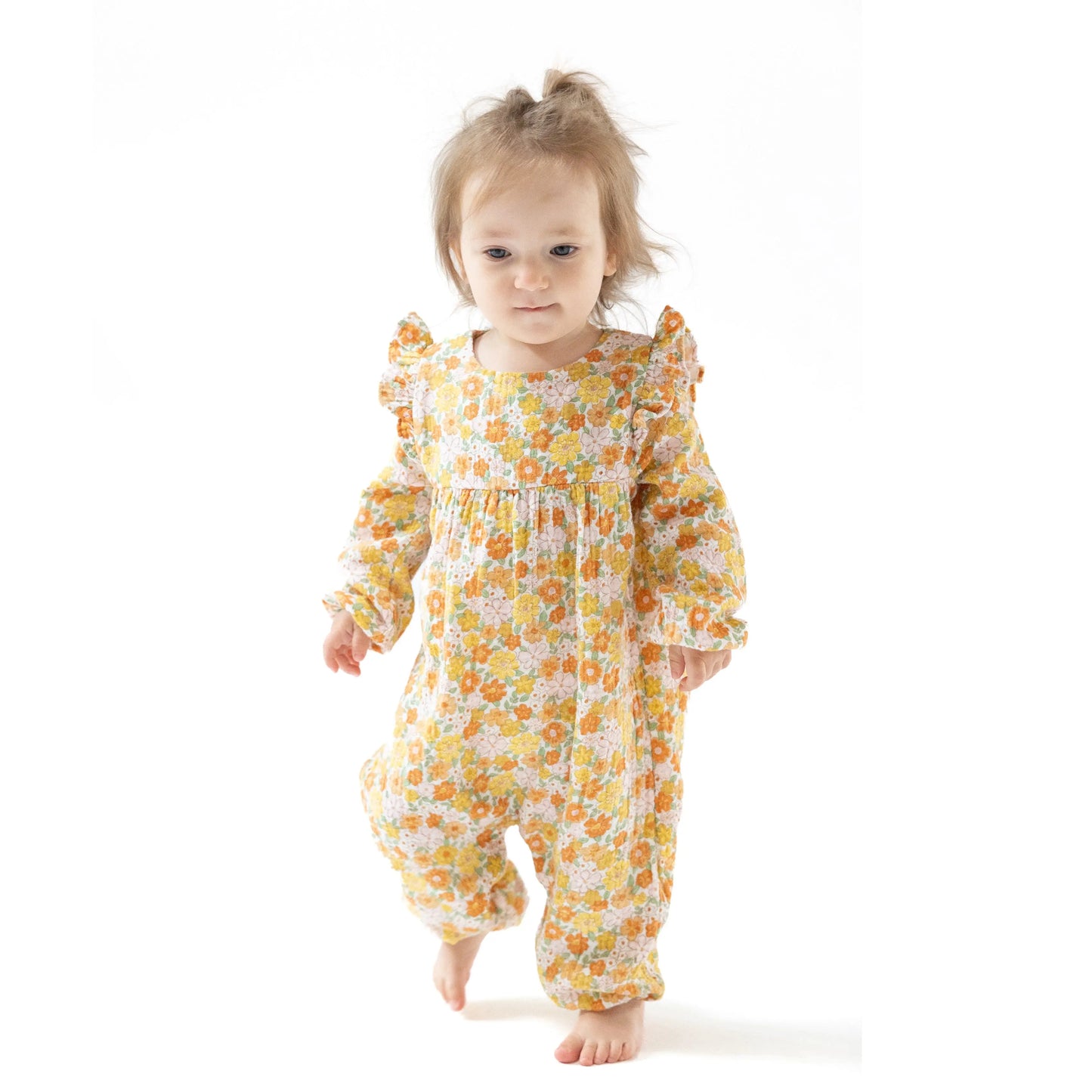 Ruffle Sleeve Organic Cotton Muslin Romper for Babies Angel Dear Everetts Place: Online Boutique