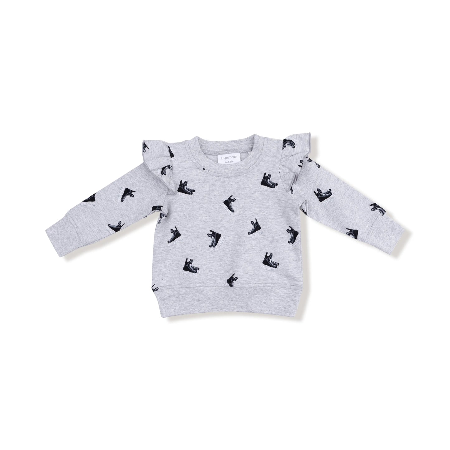 Ruffle Sweatshirt With Hockey Skates Print For Winter Angel Dear Everetts Place: Online Boutique