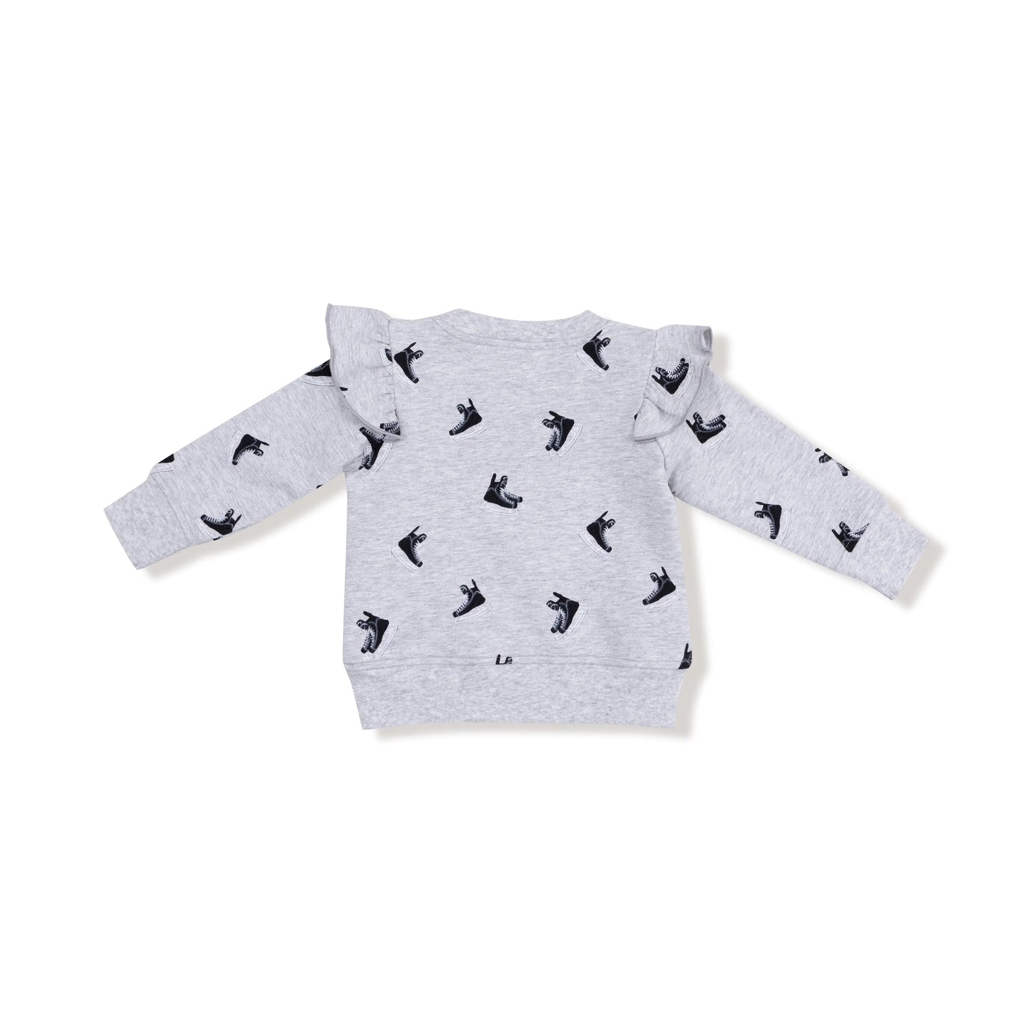 Ruffle Sweatshirt With Hockey Skates Print For Winter Angel Dear Everetts Place: Online Boutique