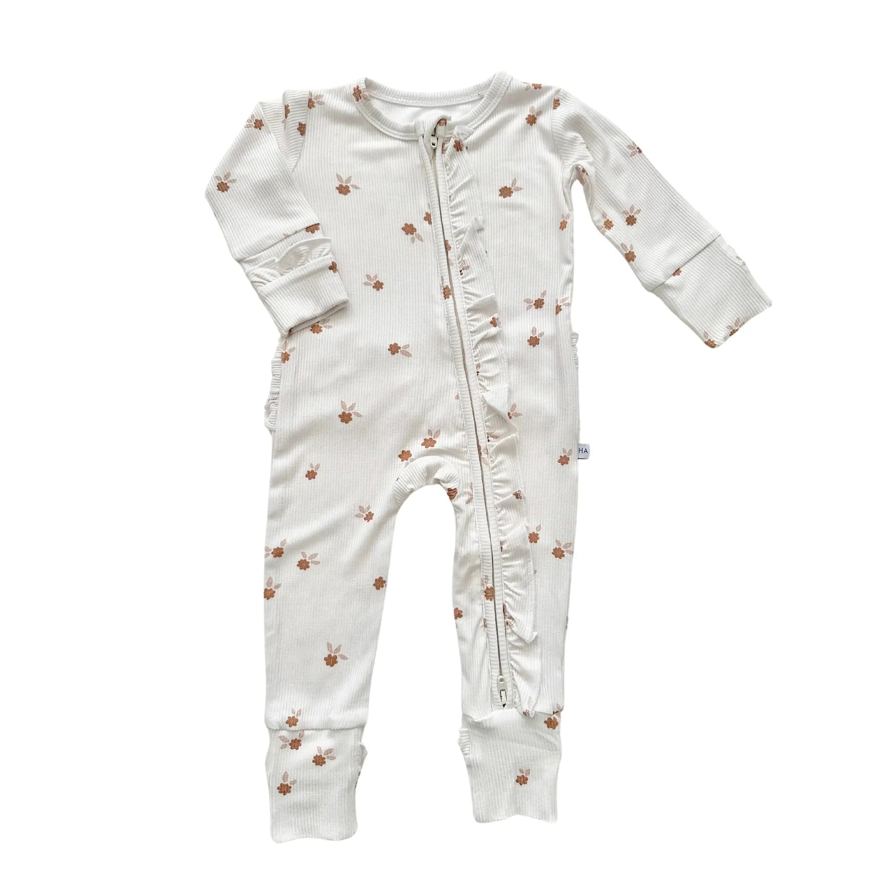 Harp Angel Boutique Eco-Friendly Bamboo Ruffle Zipper Romper for Stylish Baby Girls - Apparel & Accessories > Clothing > Baby & Toddler Clothing > Baby & Toddler Outfits Zipper