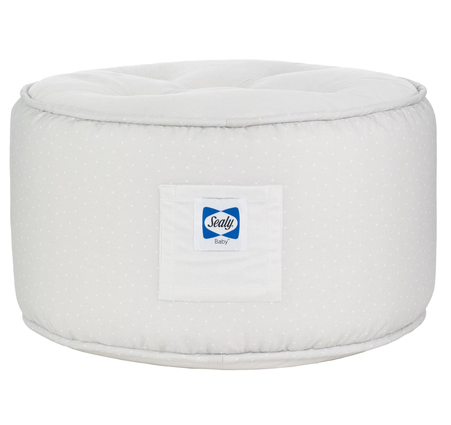 Sealy Pouf Gray Dot Soft and Cuddly Toddler Furniture.