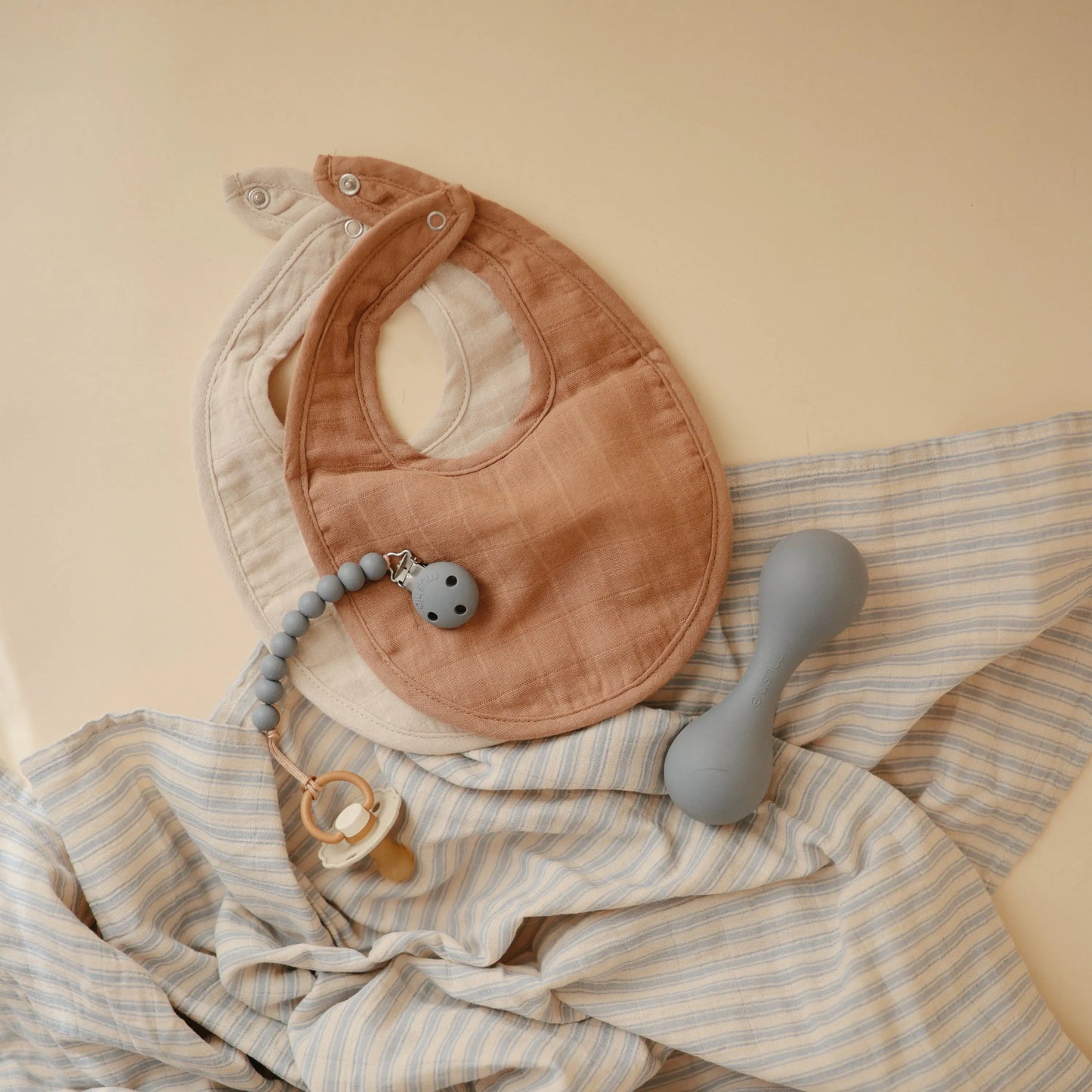 Muslin Bibs for Babies with Dual Snap Closure - Soft and Absorbent Multi-Layered Design Mushie