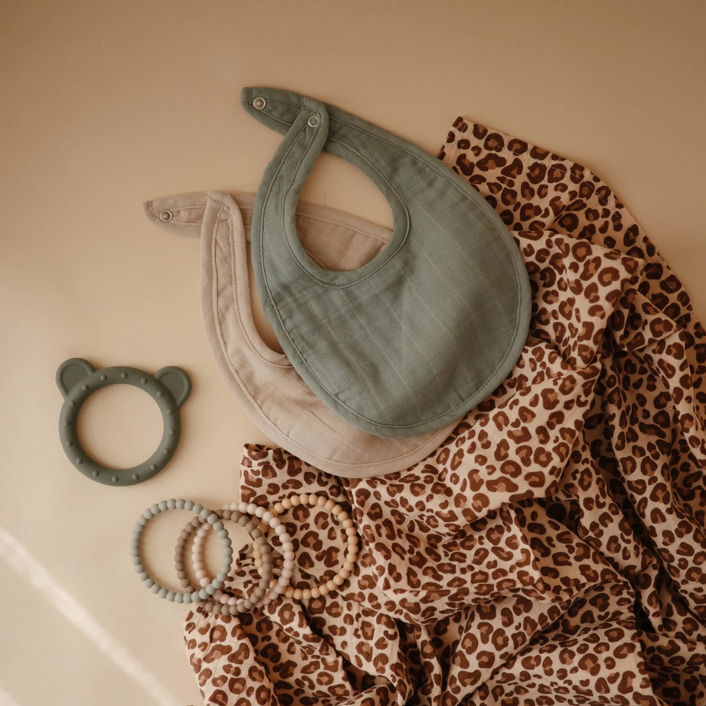 Muslin Bibs for Babies with Dual Snap Closure - Soft and Absorbent Multi-Layered Design Mushie