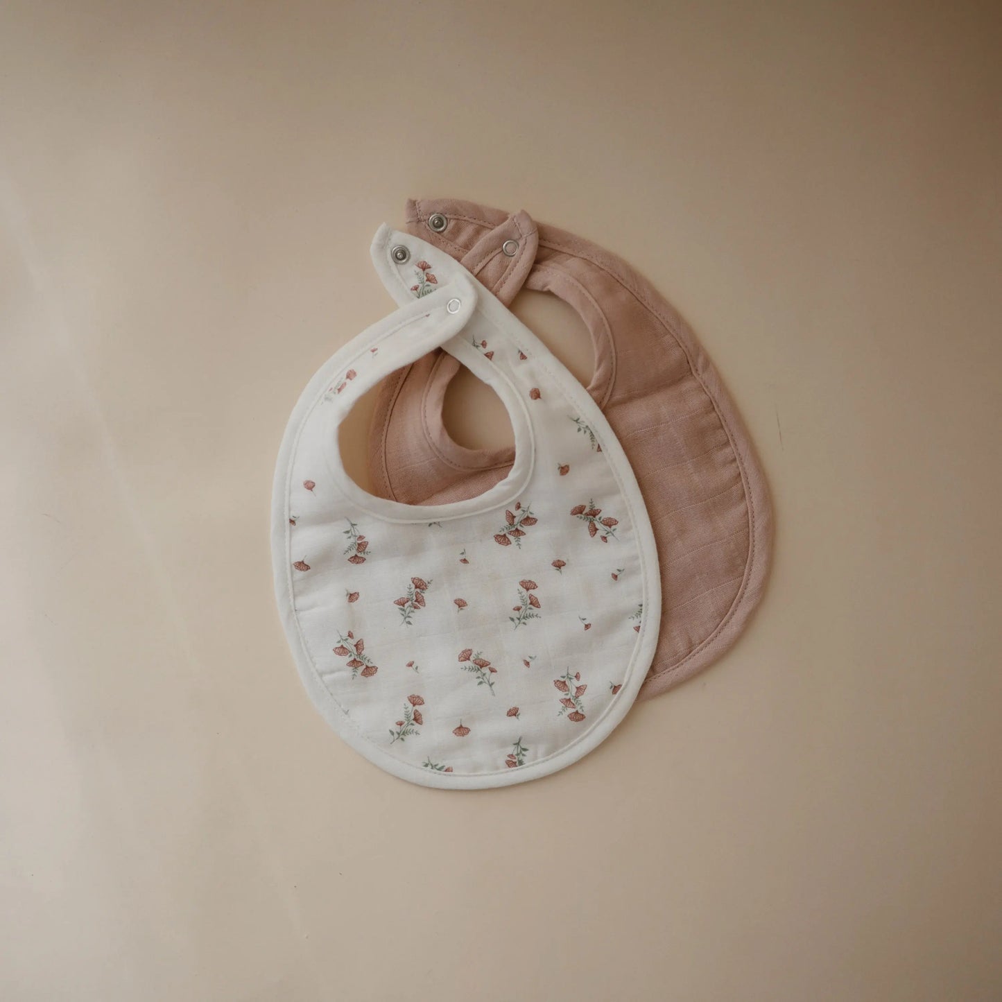 Muslin Bibs for Babies with Dual Snap Closure - Soft and Absorbent Multi-Layered Design Mushie