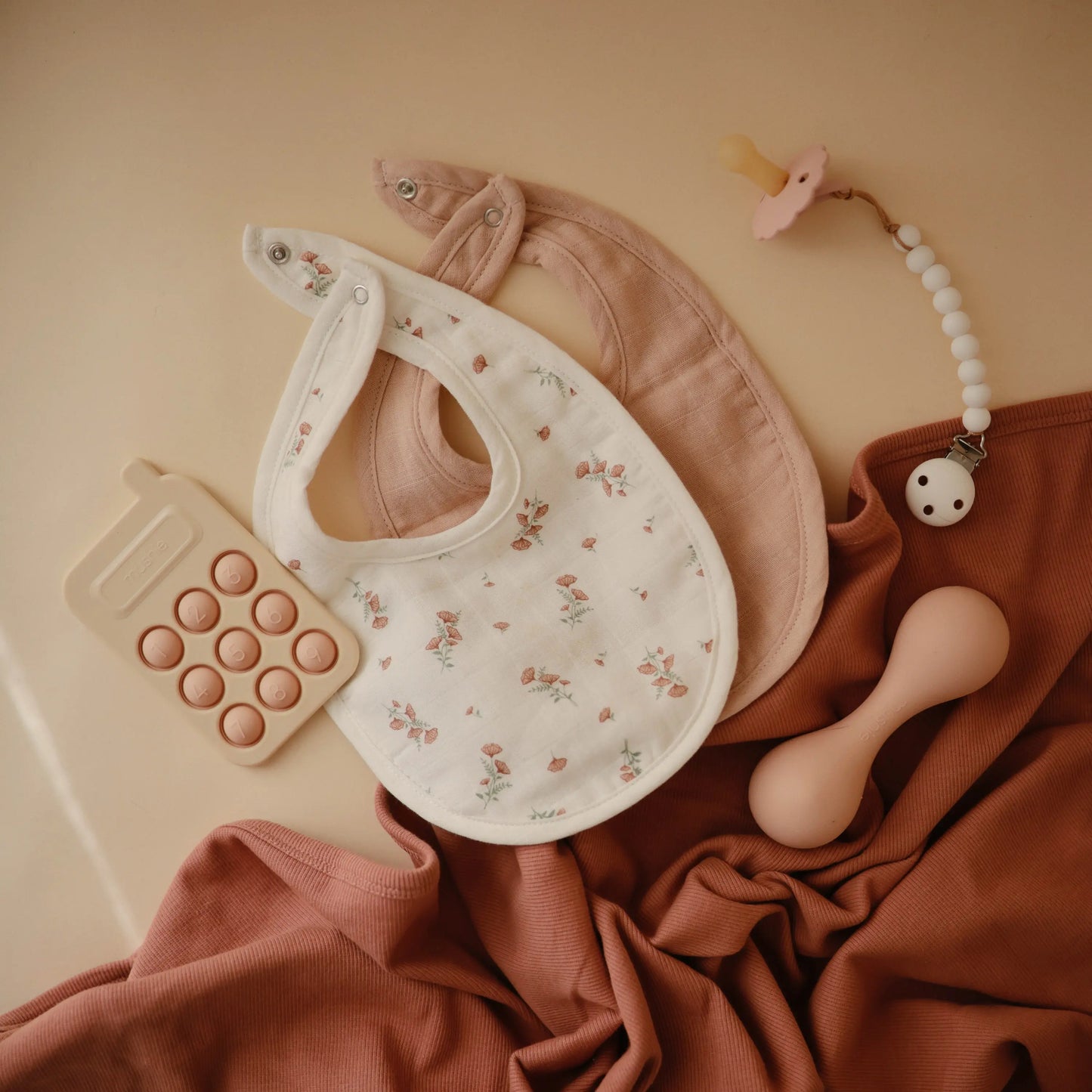 Muslin Bibs for Babies with Dual Snap Closure - Soft and Absorbent Multi-Layered Design Mushie