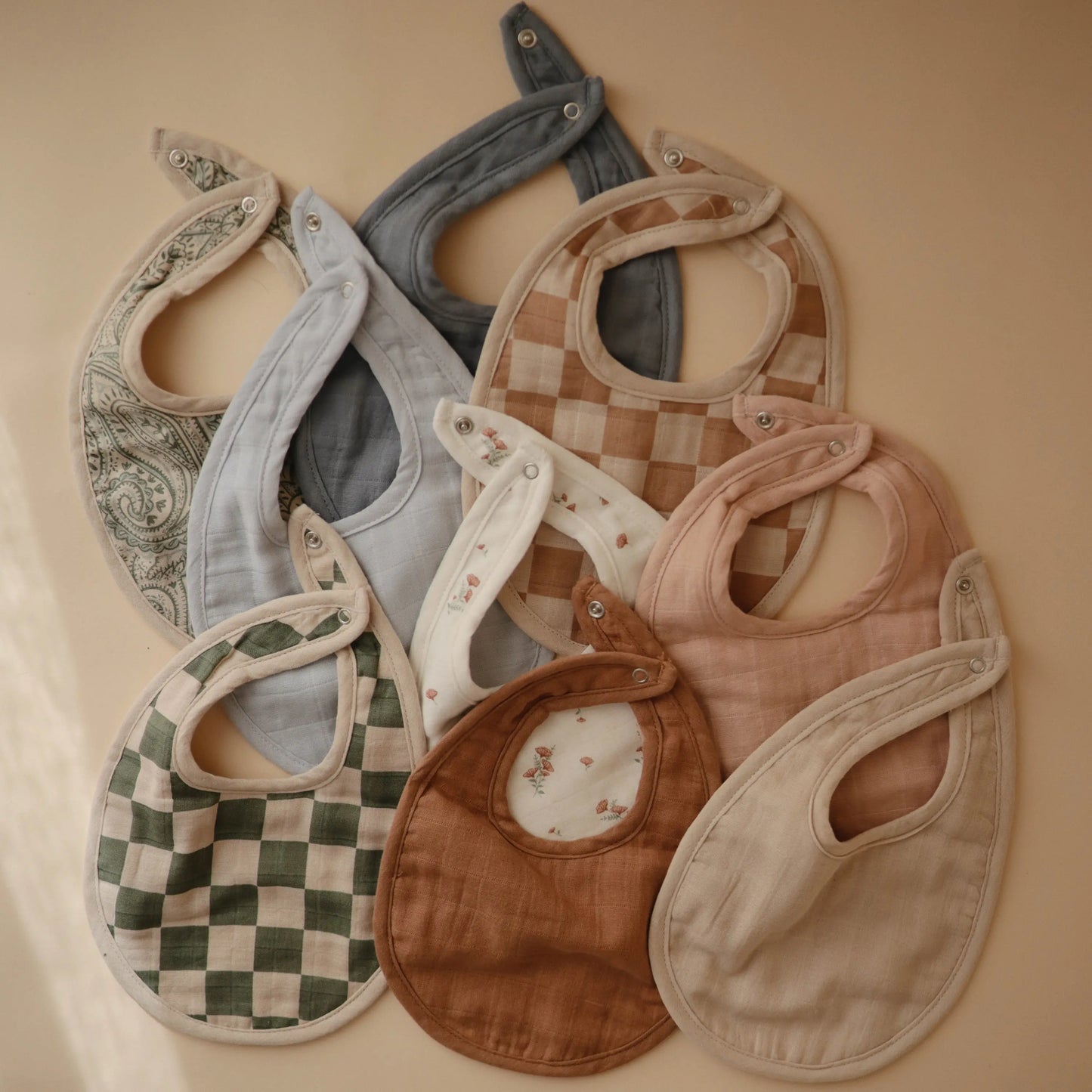 Muslin Bibs for Babies with Dual Snap Closure - Soft and Absorbent Multi-Layered Design Mushie