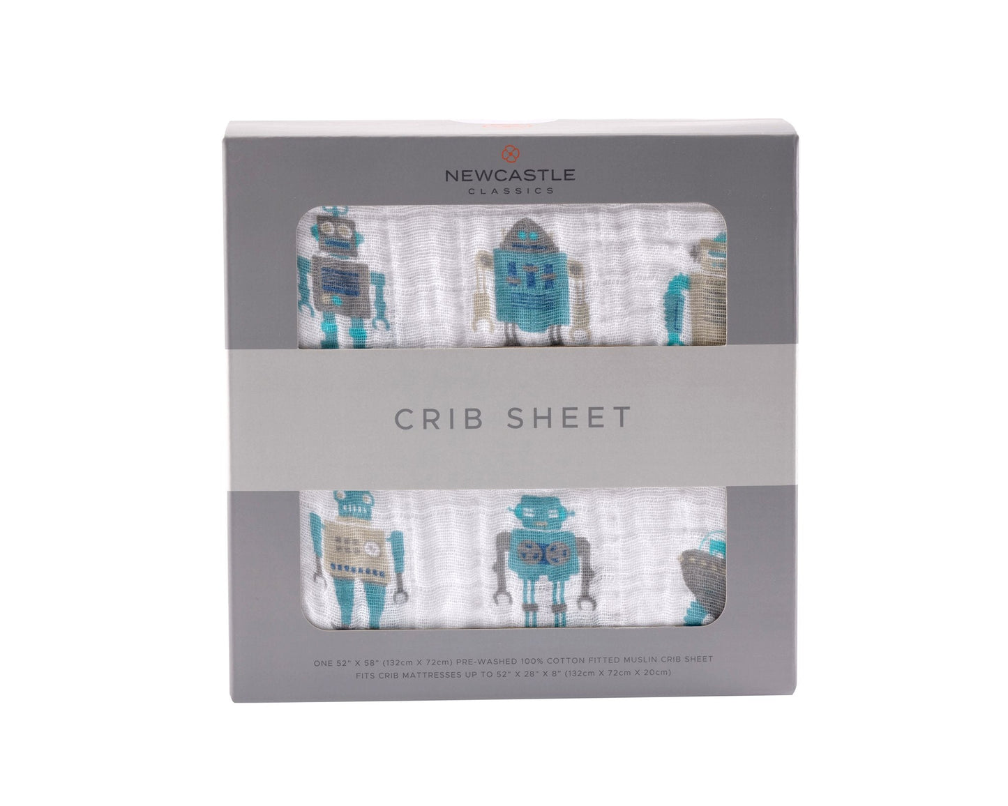 Robot Cotton Muslin Crib Sheet Soft Breathable Comfortable Fit 28x52 Inches Newcastle Classics