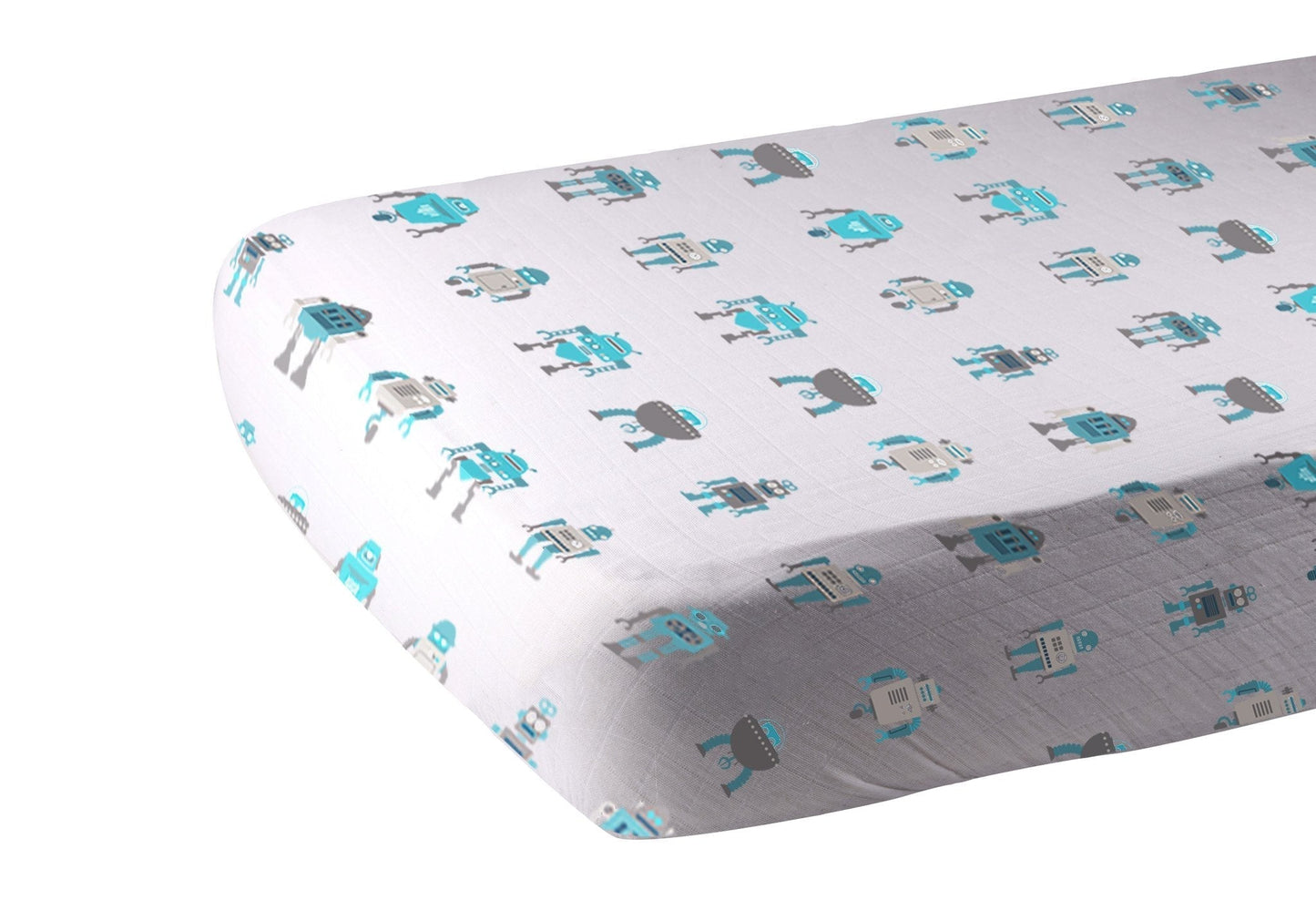 Robot Cotton Muslin Crib Sheet Soft Breathable Comfortable Fit 28x52 Inches Newcastle Classics