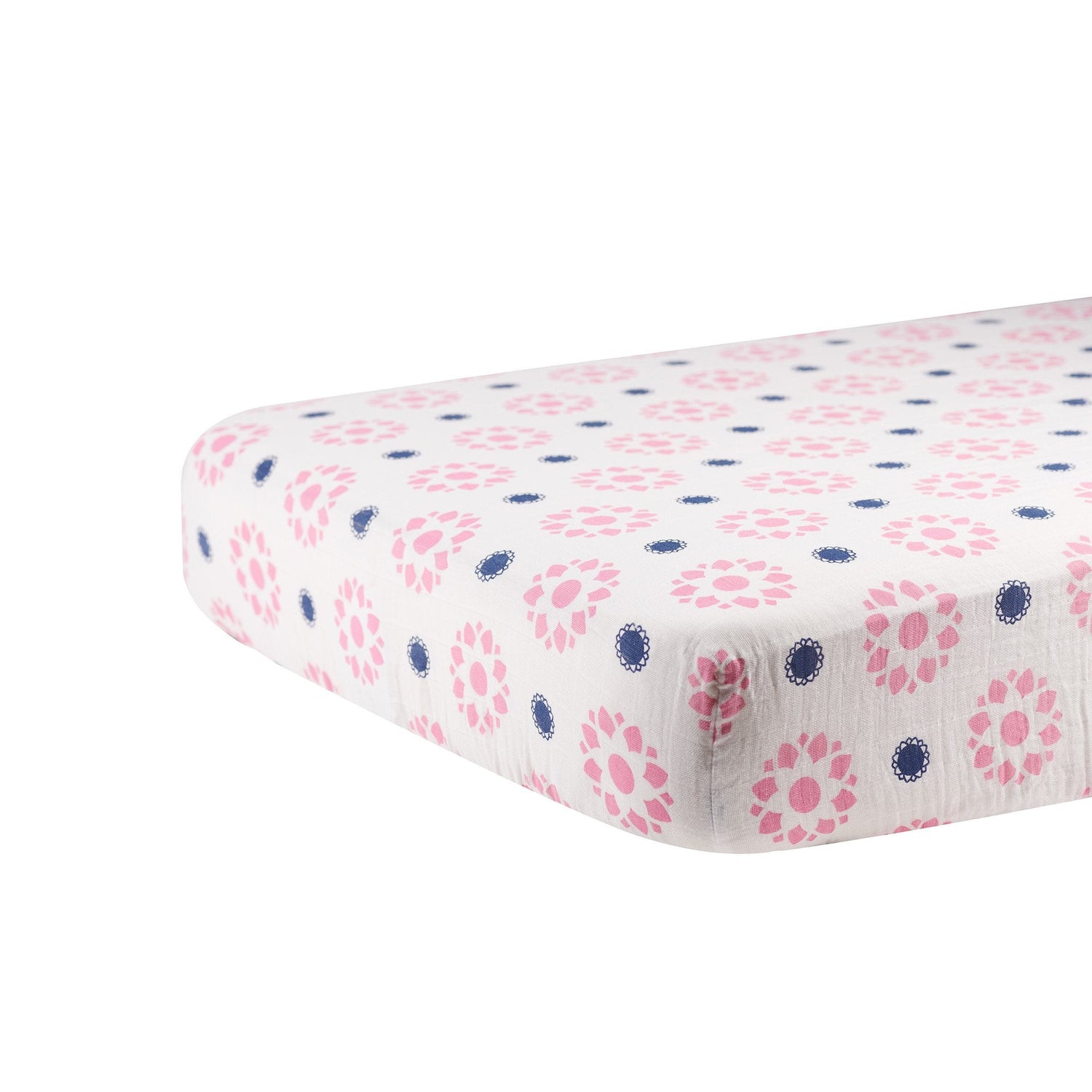 Newcastle Classics Primrose Indigo Cotton Muslin Crib Sheet Soft and Breathable for Infants - Furniture > Baby & Toddler Furniture > Cribs & Toddler Beds Cotton Crib Sheet