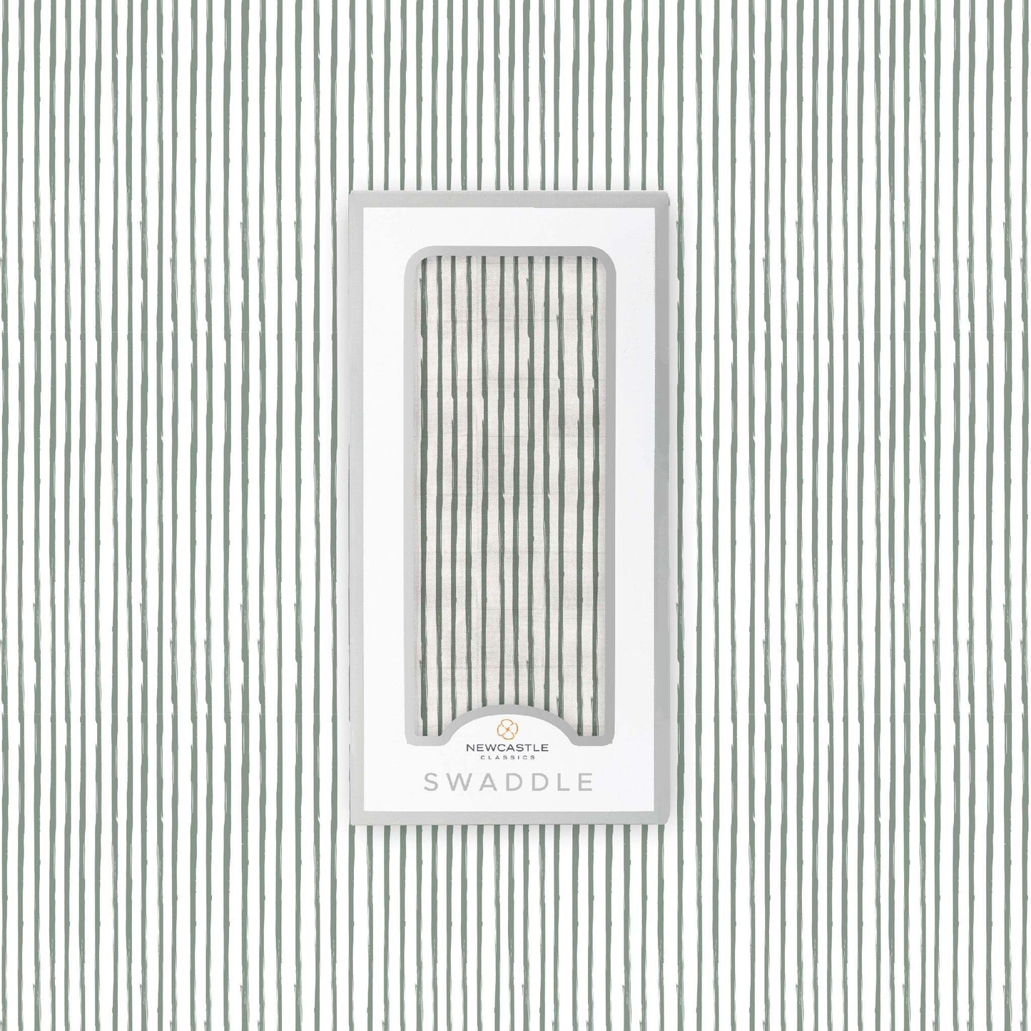 Sage Green Stripe Bamboo Swaddle Blanket Soft Breathable Muslin Fabric Newcastle Classics