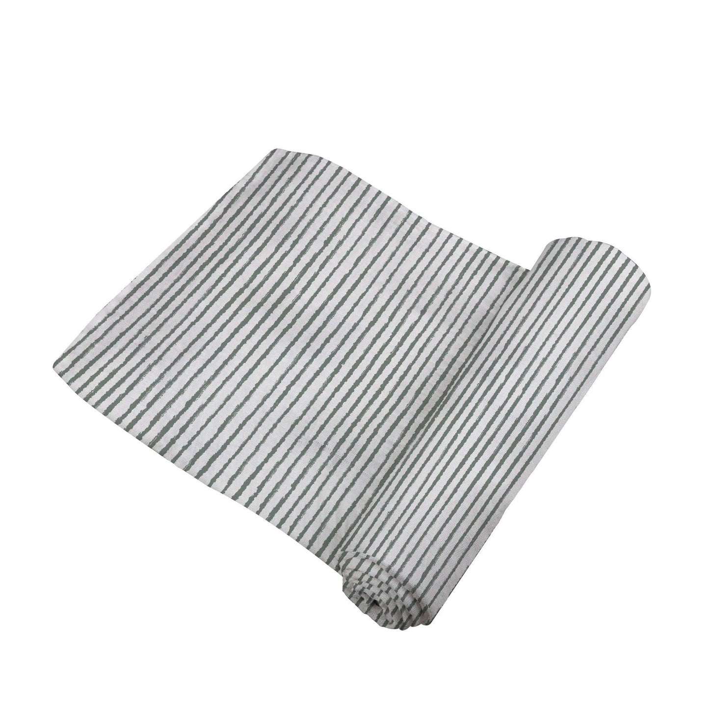Sage Green Stripe Bamboo Swaddle Blanket Soft Breathable Muslin Fabric Newcastle Classics