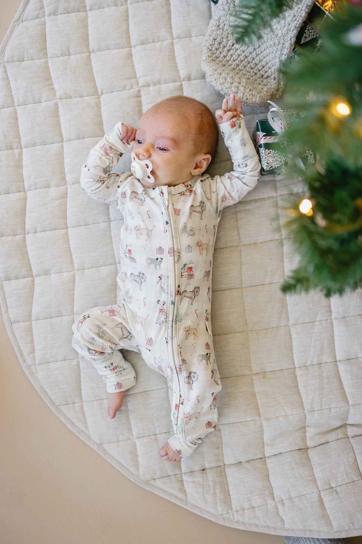 Little Joy Co. Santa Paws Bamboo Zippy Pajamas For Babies Christmas Cozy - Apparel & Accessories > Clothing > Baby & Toddler Clothing > Baby & Toddler Sleepwear