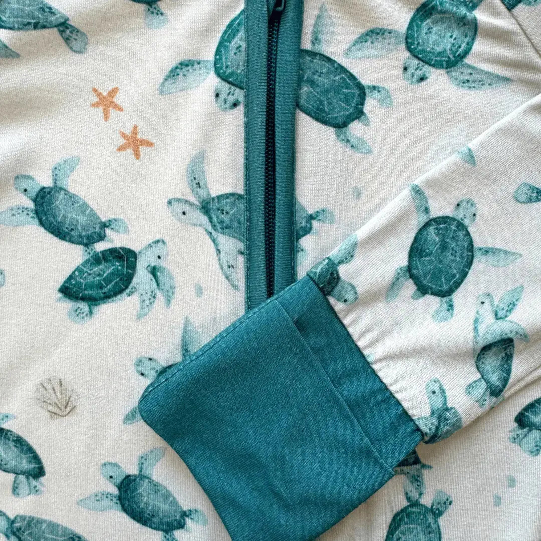 Sea Turtle Bamboo Baby Pajama One-Piece Sleeper with Two-Way Zipper Kolorful Everetts Place: Online Boutique