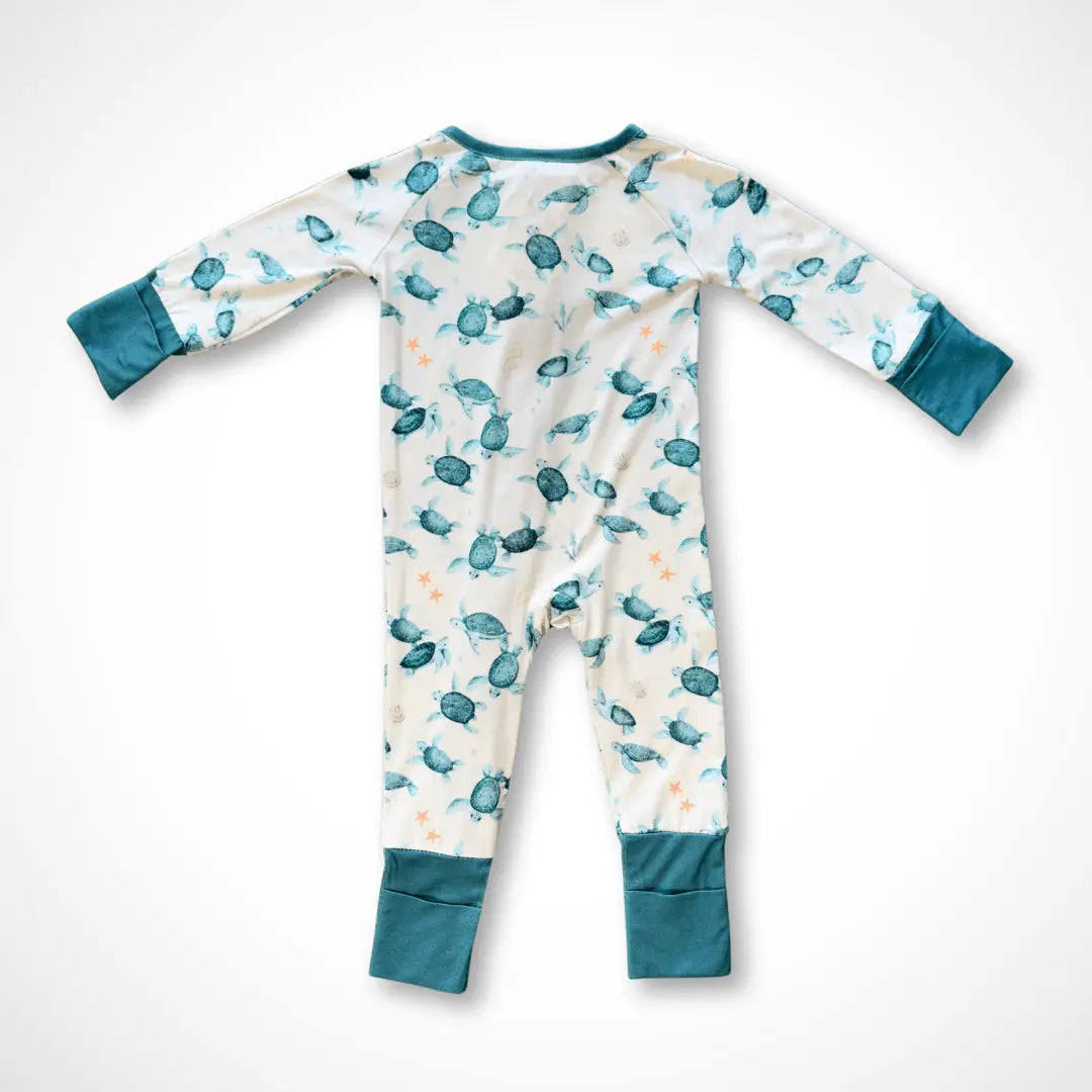 Sea Turtle Bamboo Baby Pajama One-Piece Sleeper with Two-Way Zipper Kolorful Everetts Place: Online Boutique 36.00