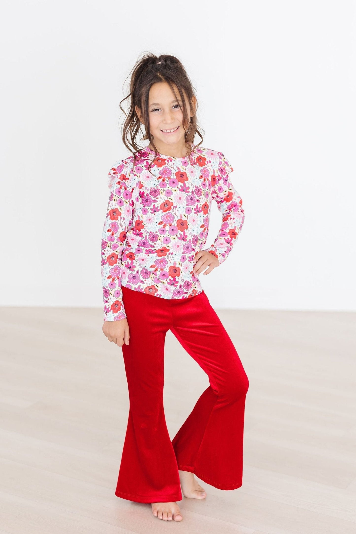 Mila & Rose ® Secret Garden Long Sleeve Ruffle Tee For Girls Print - Apparel & Accessories > Clothing > Clothing Tops Ruffle Tee L/S