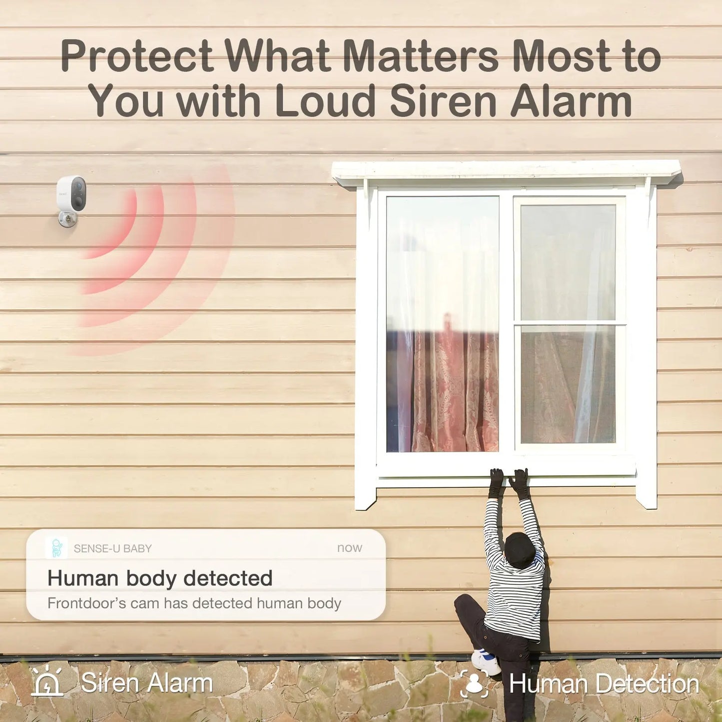 AI Battery Cam with Advanced Detection for Smart Home Security Sense-U