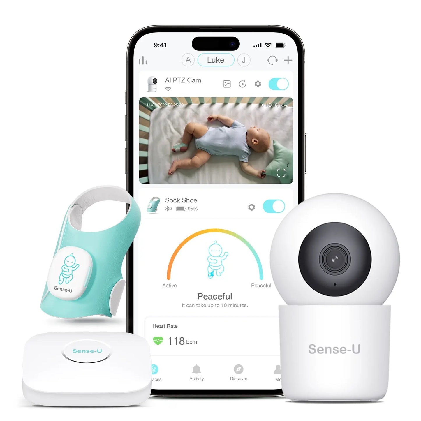 Smart Sock Shoe Bundle with 2.5K PTZ Camera for Active Lifestyle Sense-U