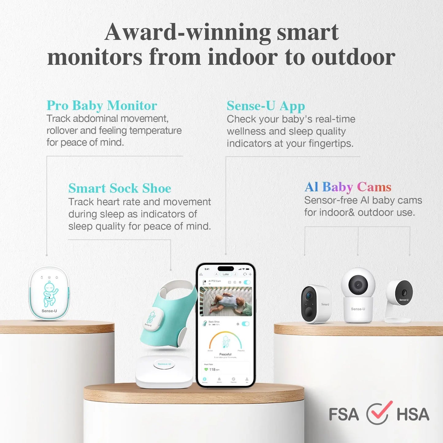 Smart Sock Shoe Bundle with 2.5K PTZ Camera for Active Lifestyle Sense-U