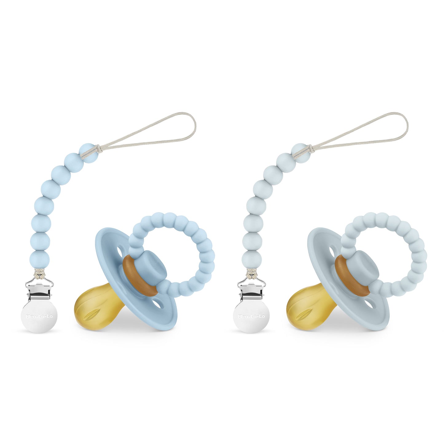 Luladream Pacifier and Clip Sets with Teething Handle for Comfort and Safety Bleu La La