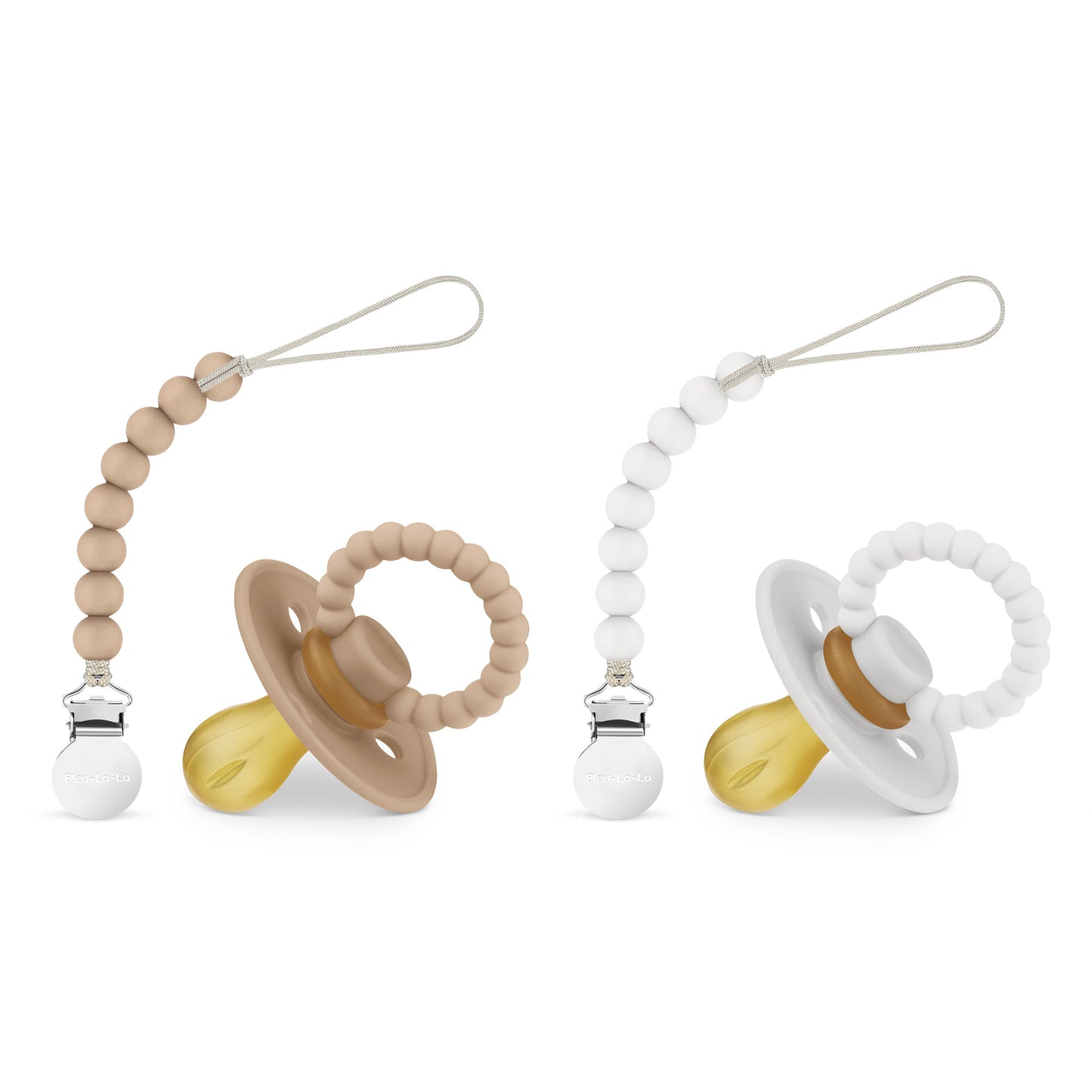Luladream Pacifier and Clip Sets with Teething Handle for Comfort and Safety Bleu La La
