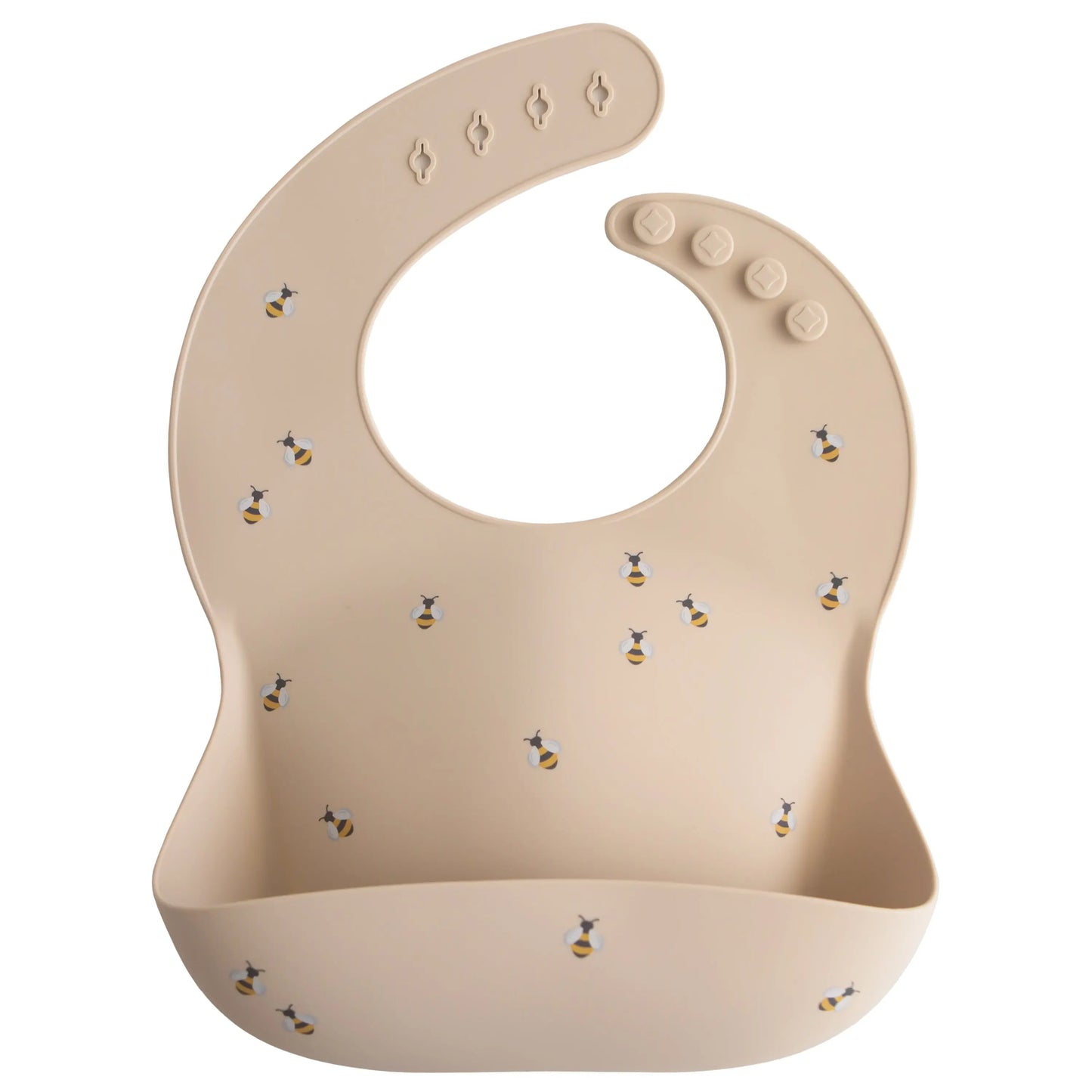 Silicone Baby Bib with Adjustable Neck Strap and Front Pocket for Easy Cleaning Mushie Everetts Place: Online Boutique 13.99