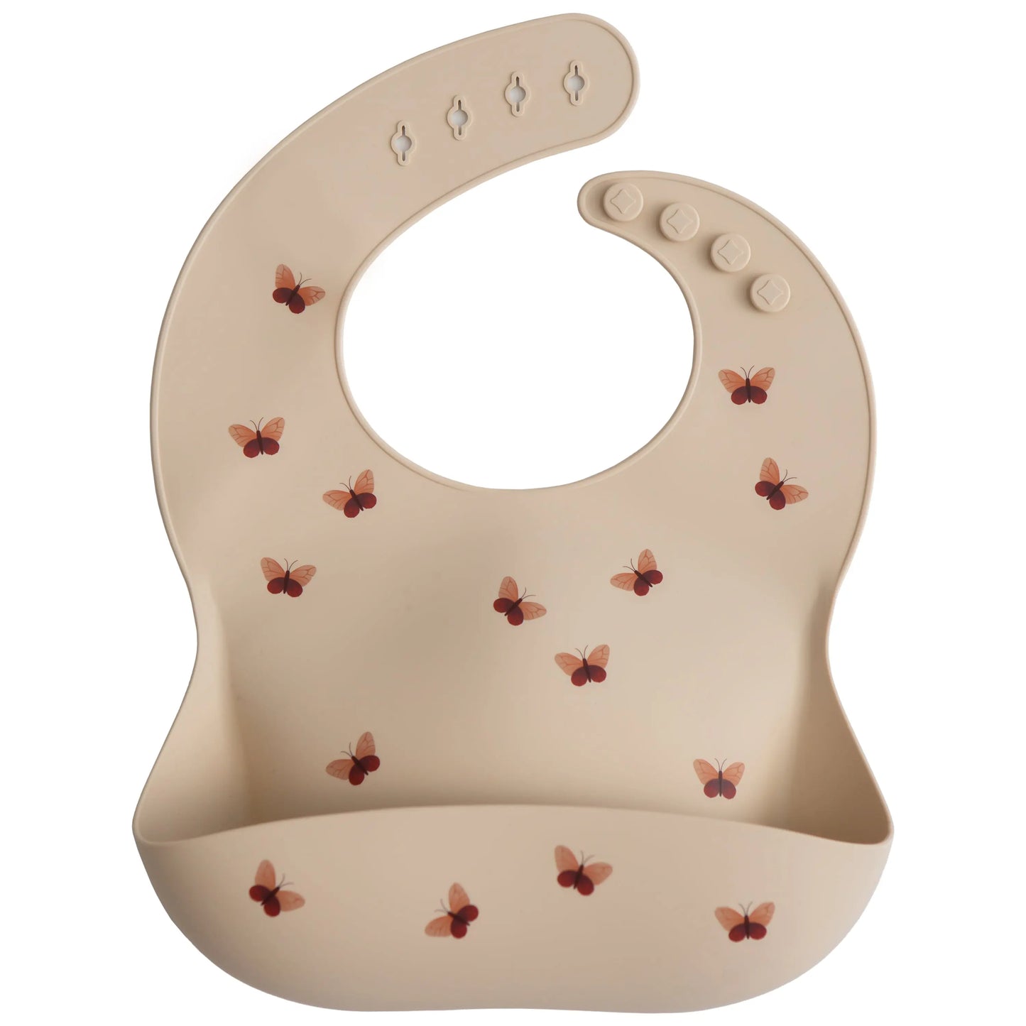Silicone Baby Bib with Adjustable Neck Strap and Front Pocket for Easy Cleaning Mushie Everetts Place: Online Boutique 13.99