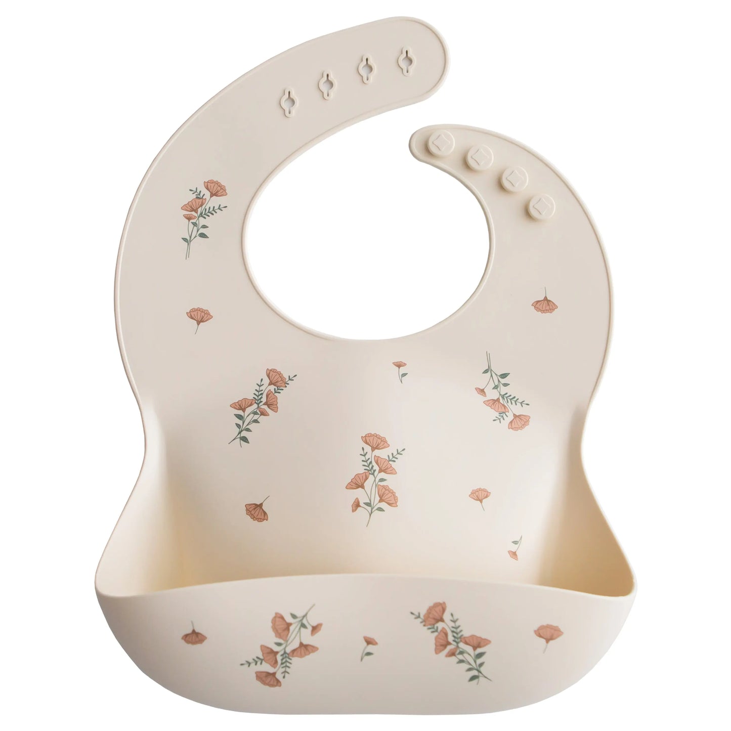 Silicone Baby Bib with Adjustable Neck Strap and Front Pocket for Easy Cleaning Mushie Everetts Place: Online Boutique 13.99