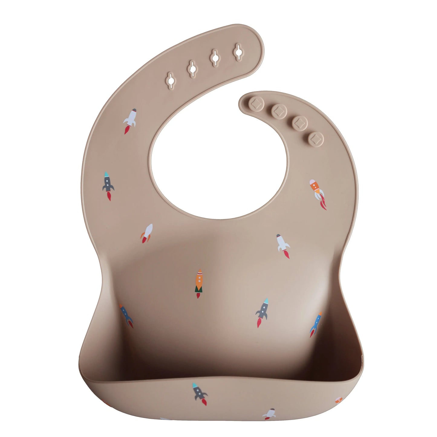 Silicone Baby Bib with Adjustable Neck Strap and Front Pocket for Easy Cleaning Mushie Everetts Place: Online Boutique 13.99