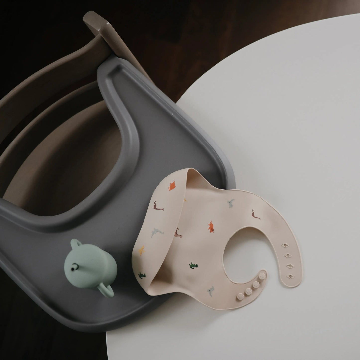 Silicone Baby Bib with Adjustable Neck Strap and Front Pocket for Easy Cleaning Mushie Everetts Place: Online Boutique