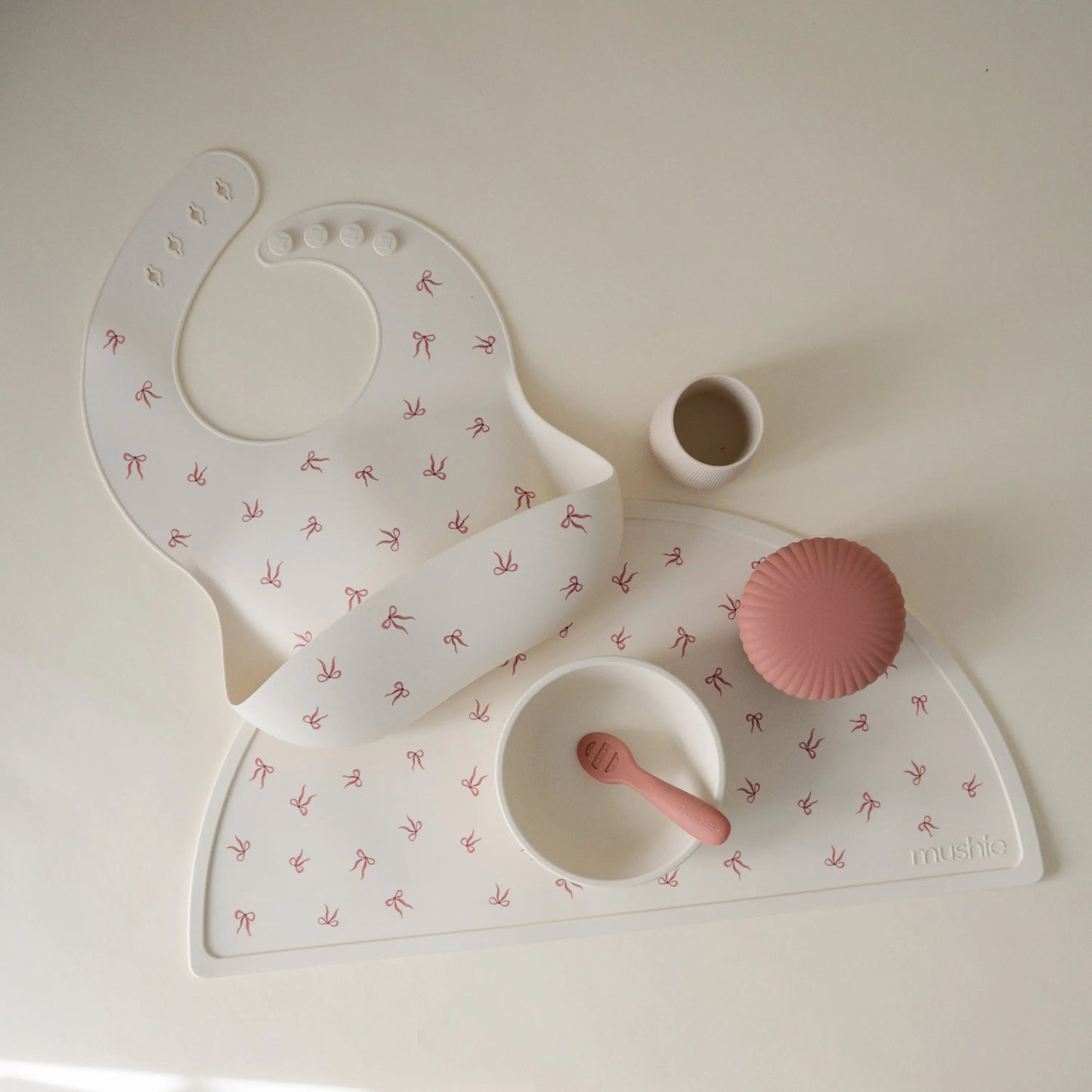 Silicone Baby Bib with Adjustable Neck Strap and Front Pocket for Easy Cleaning Mushie Everetts Place: Online Boutique