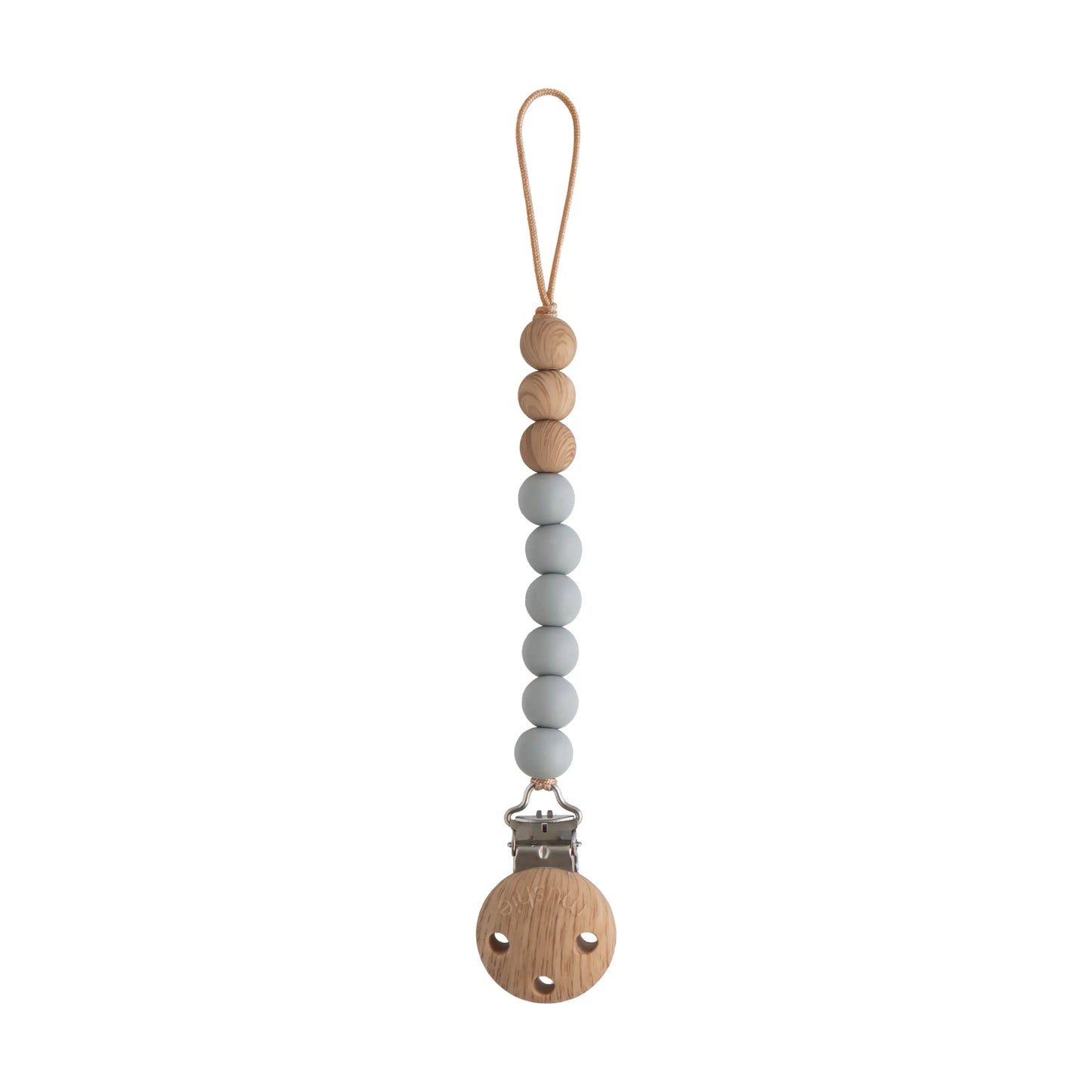 Silicone Pacifier Clip Eva with Faux Wood Clasp and Colorful Beads Mushie Everetts Place: Online Boutique 14.99