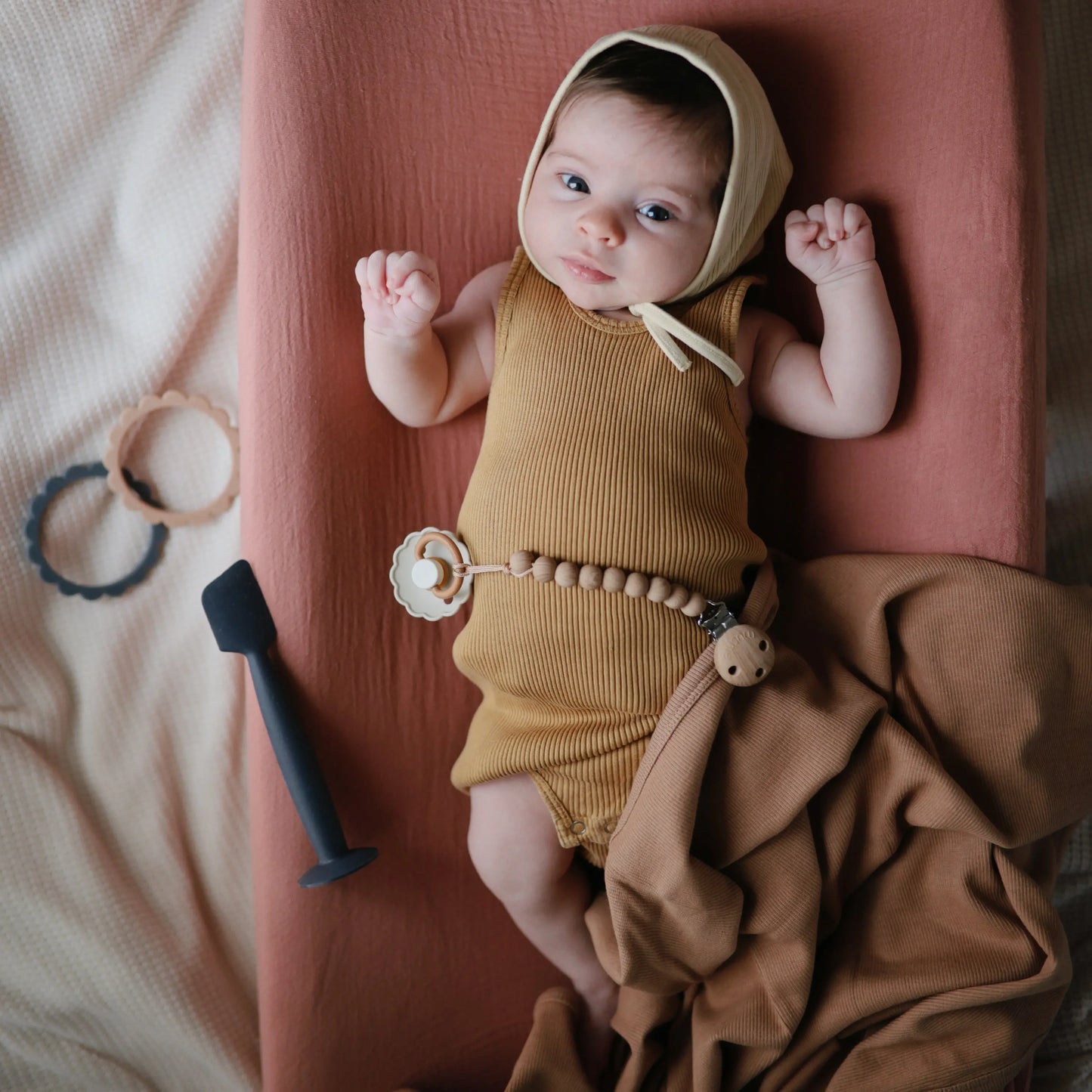 Silicone Pacifier Clip Hera Durable Food Grade Silicone Bead Design Mushie Everetts Place: Online Boutique