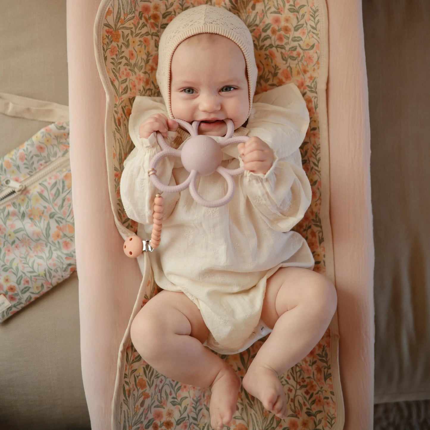 Silicone Pacifier Clip Hera Durable Food Grade Silicone Bead Design Mushie Everetts Place: Online Boutique