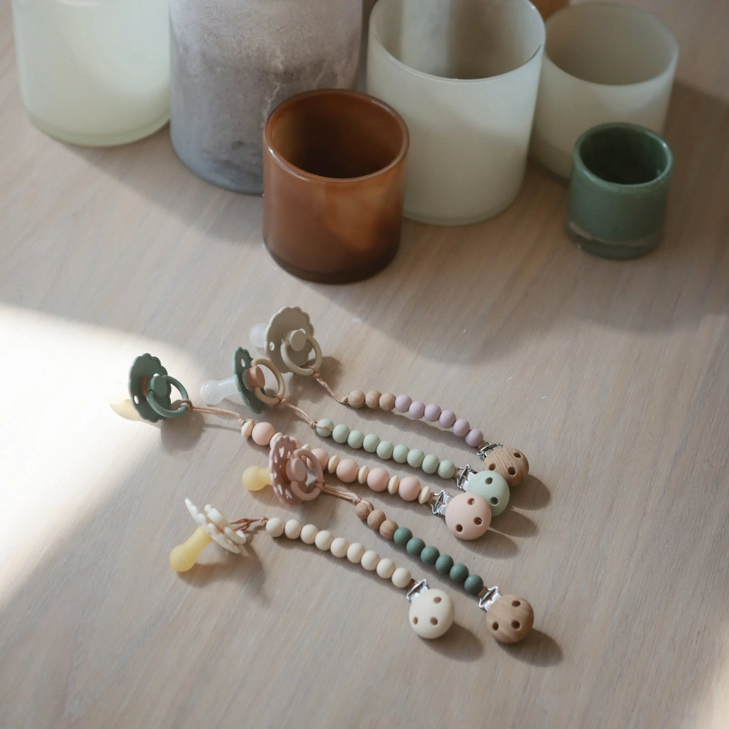 Silicone Pacifier Clip Hera Durable Food Grade Silicone Bead Design Mushie Everetts Place: Online Boutique