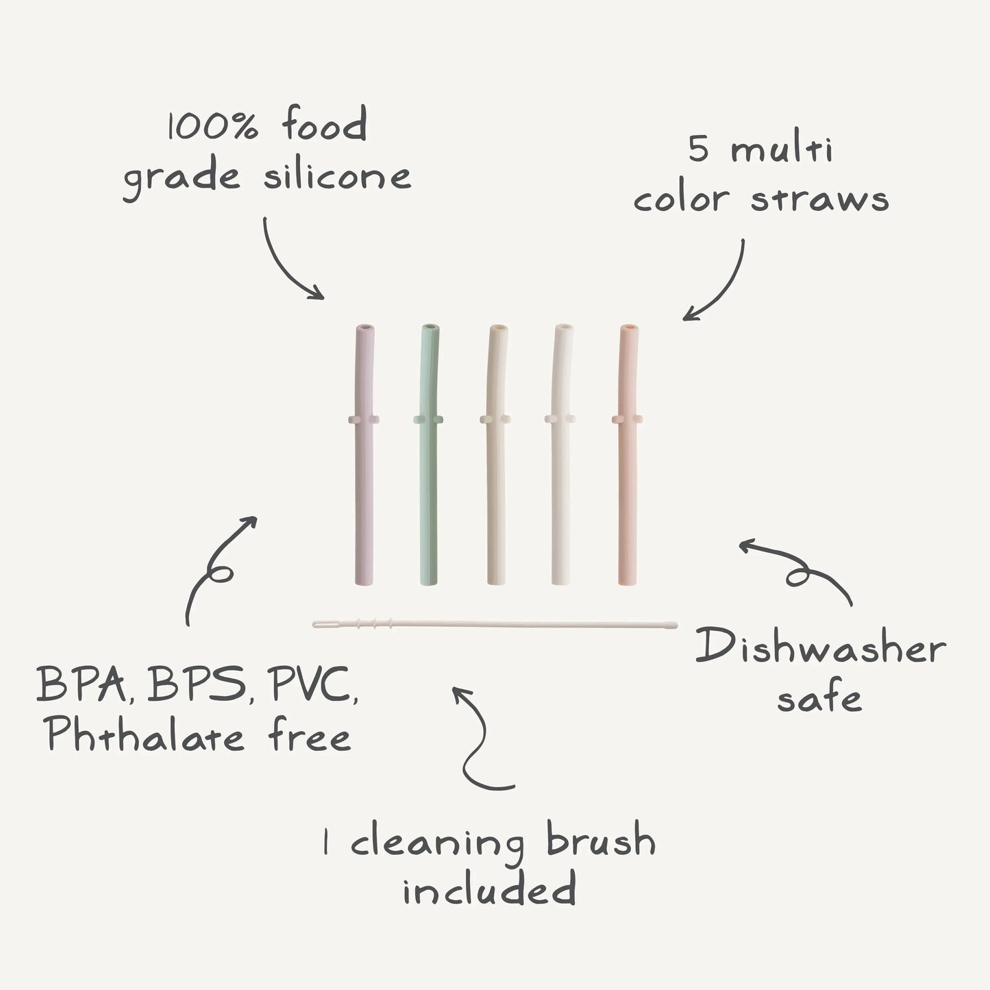 Silicone Replacement Straws 5 Pack for Mushie Silicone Training Cup Mushie Everetts Place: Online Boutique