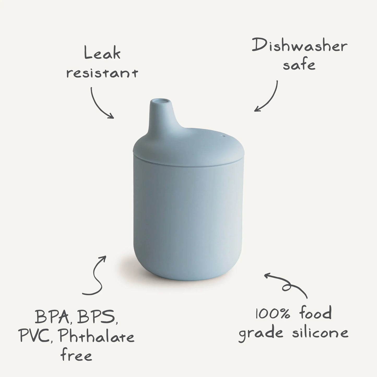 Silicone Sippy Cup for Toddlers Leak Resistant Easy Grip Design Mushie Everetts Place: Online Boutique