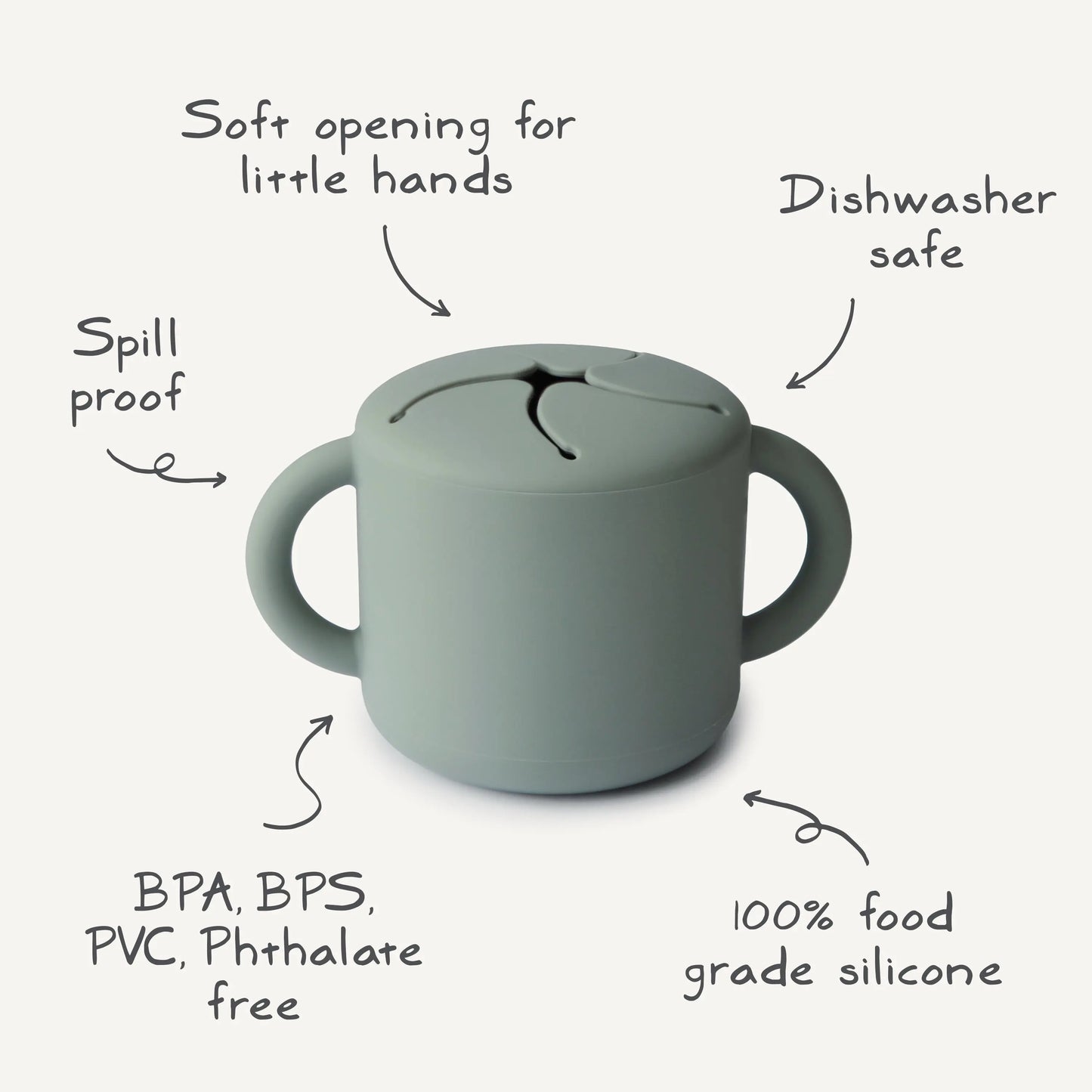 Silicone Snack Cup with Easy Grip Handles Spill Proof Design for Toddlers Mushie Everetts Place: Online Boutique