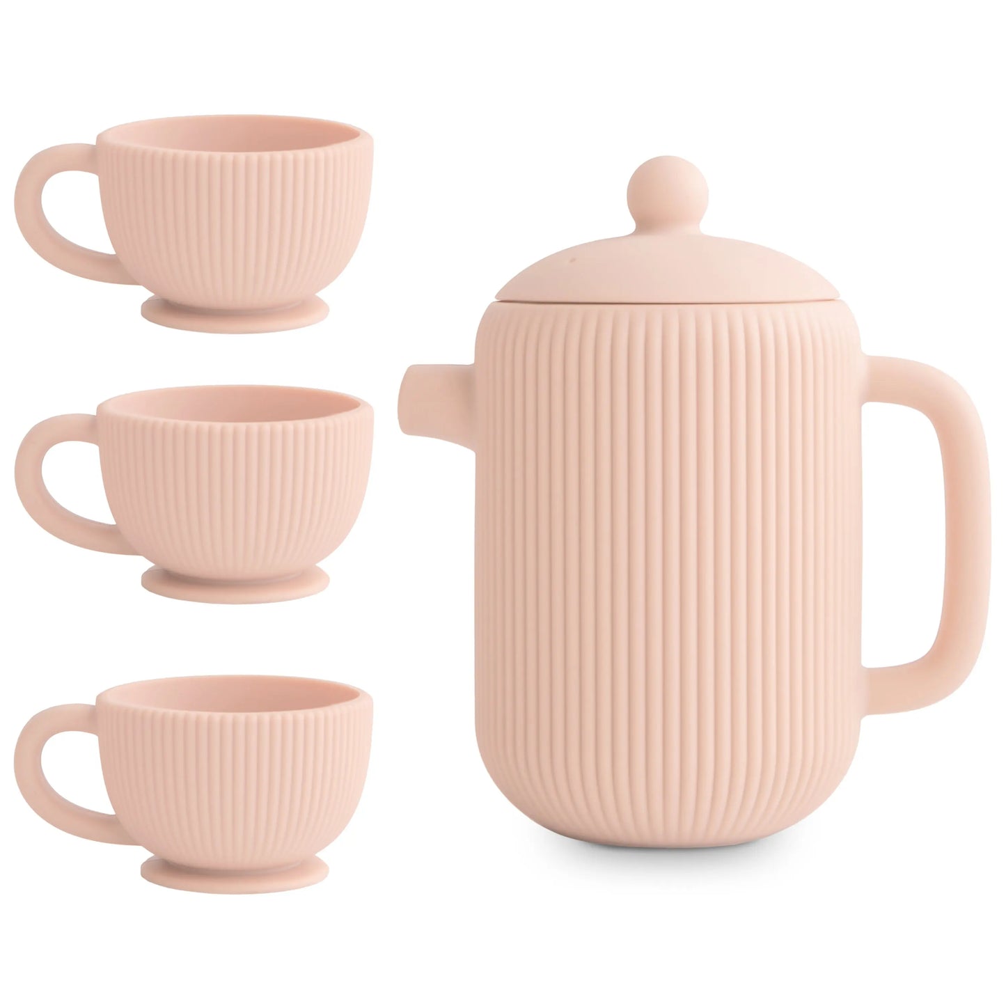 Silicone Tea Play Set for Kids with Teapot and Three Tea Cups Mushie Everetts Place: Online Boutique 29.99