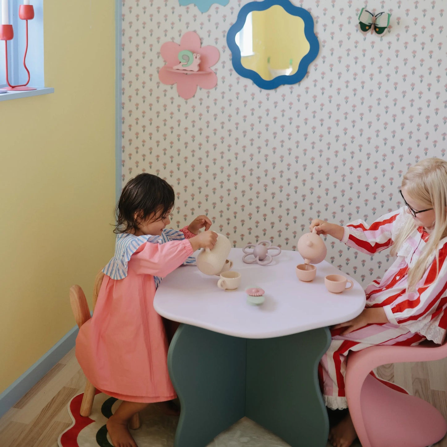 Silicone Tea Play Set for Kids with Teapot and Three Tea Cups Mushie Everetts Place: Online Boutique