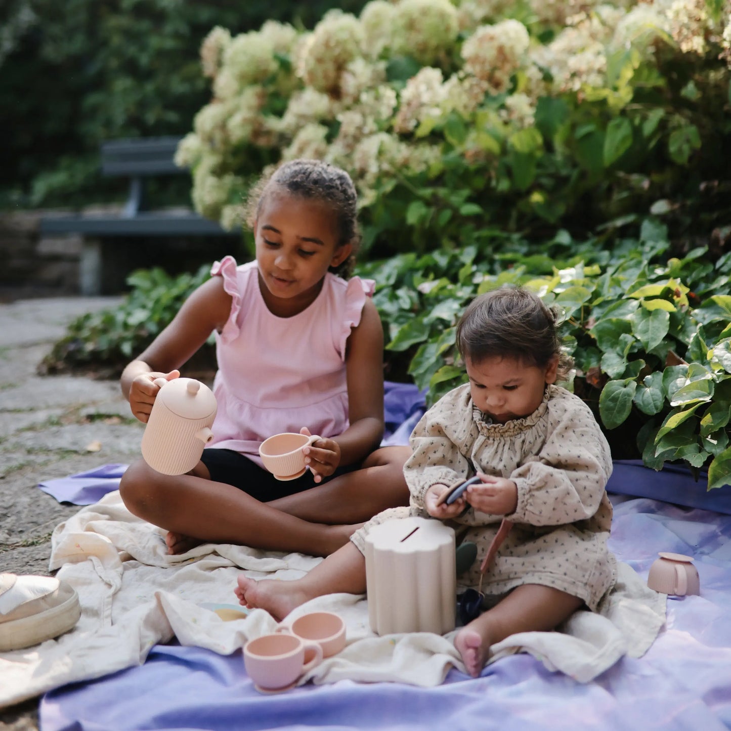 Silicone Tea Play Set for Kids with Teapot and Three Tea Cups Mushie Everetts Place: Online Boutique