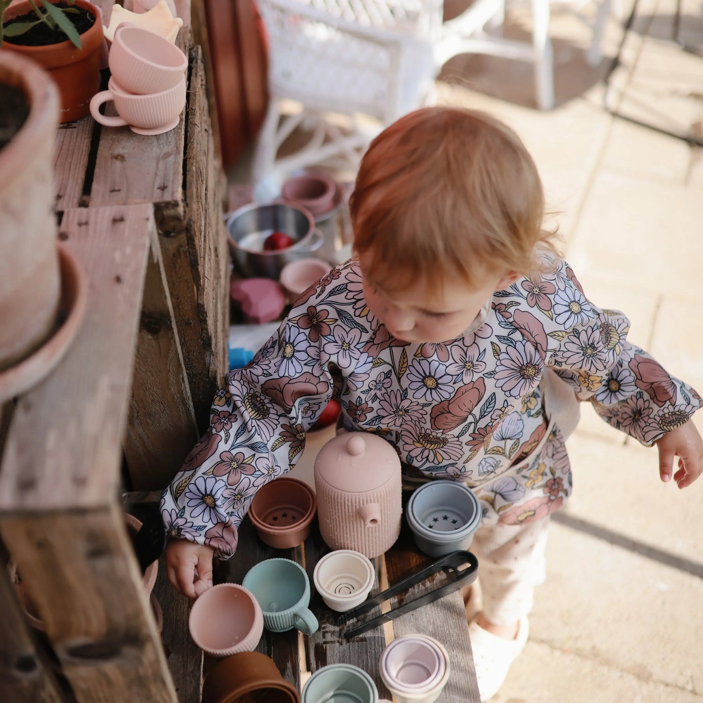 Silicone Tea Play Set for Kids with Teapot and Three Tea Cups Mushie Everetts Place: Online Boutique