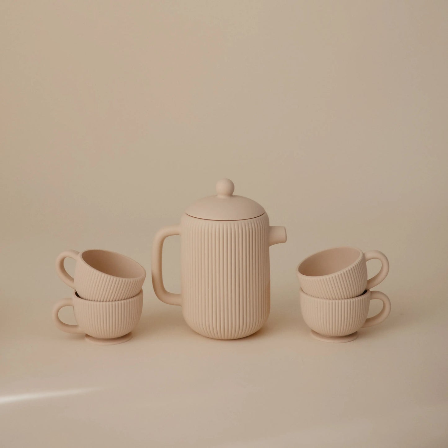 Silicone Tea Play Set for Kids with Teapot and Three Tea Cups Mushie Everetts Place: Online Boutique