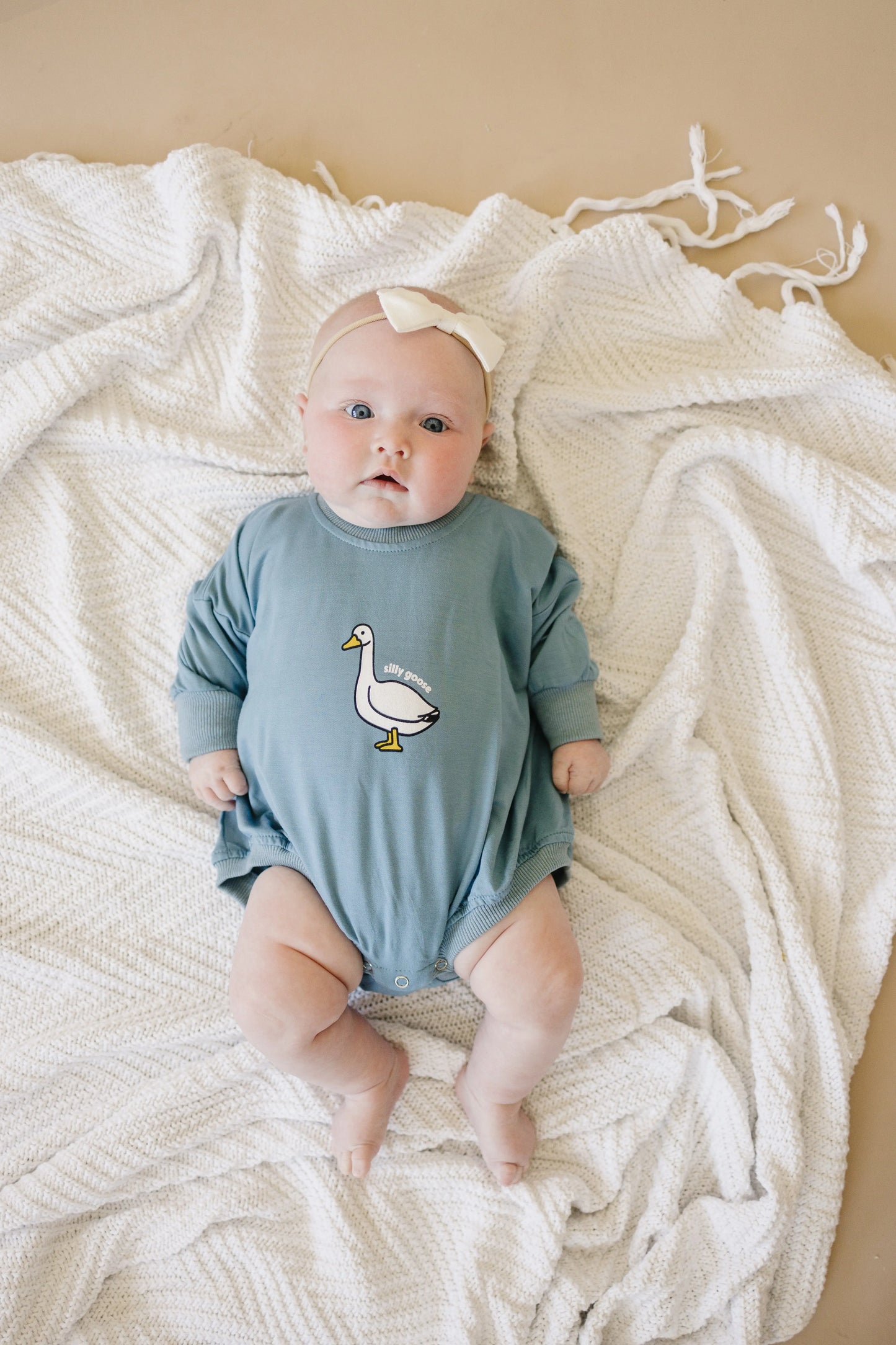 Little Joy Co. Silly Goose Bamboo Baby Romper Teal Or Blue Little Joy Co - Apparel & Accessories > Clothing > Baby & Toddler Clothing > Baby One-Pieces