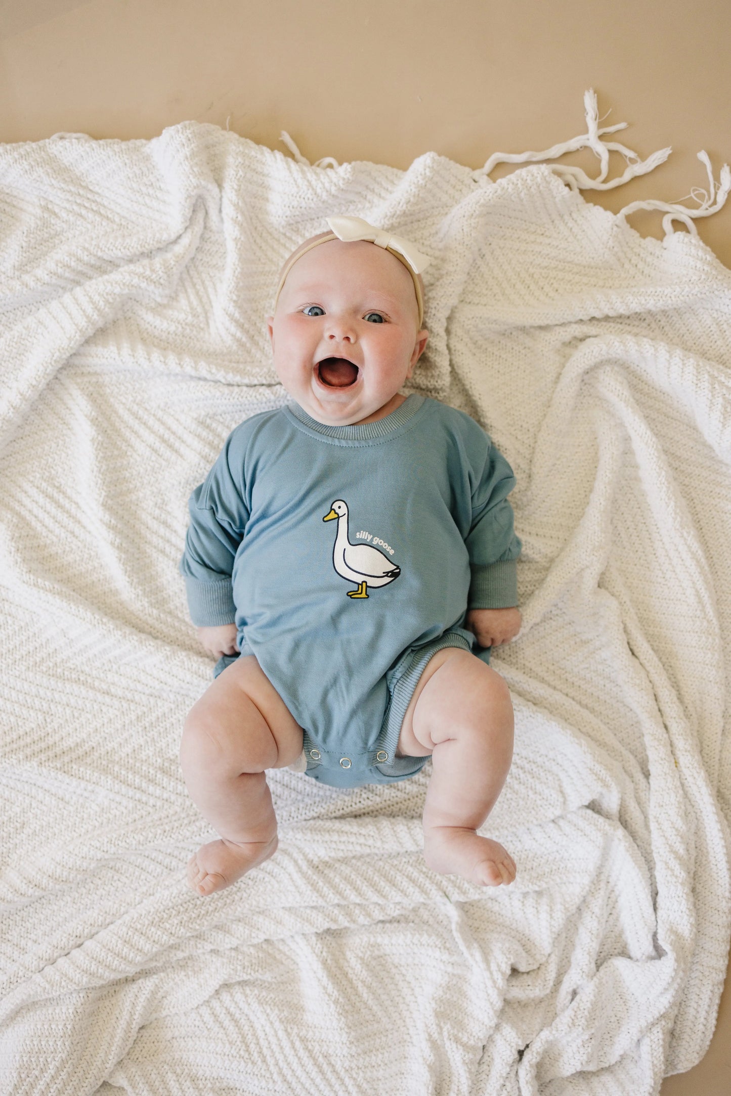 Little Joy Co. Silly Goose Bamboo Baby Romper Teal Or Blue Little Joy Co - Apparel & Accessories > Clothing > Baby & Toddler Clothing > Baby One-Pieces