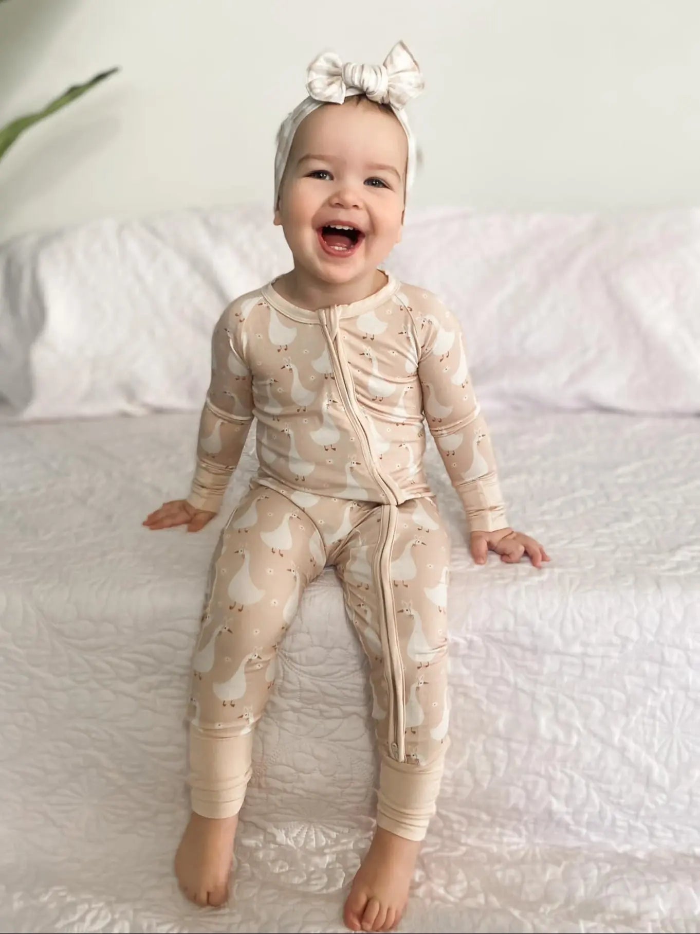 Little Joy Co. Silly Goose Bamboo Romper For Babies Non Slip Soles - Apparel & Accessories > Clothing > Baby & Toddler Clothing > Baby & Toddler Sleepwear