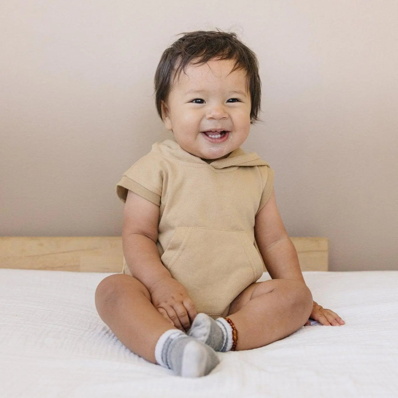 Little Joy Co. Sleeveless Hoodie Romper With Snaps Kangaroo Pocket - Apparel & Accessories > Clothing > Baby & Toddler Clothing > Baby & Toddler Outfits