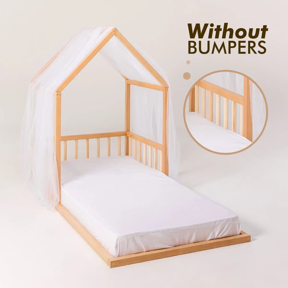 Small Wooden Montessori House Floor Bed with Fence and Roof Goodevas Everetts Place: Online Boutique 249.00